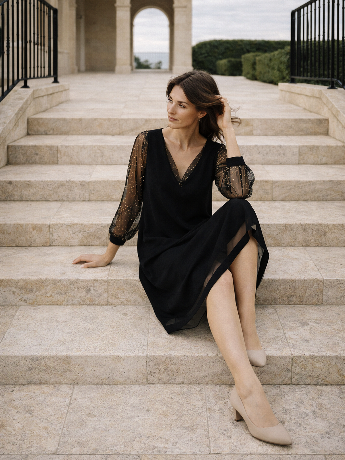 V Ausschnitt Abendkleid