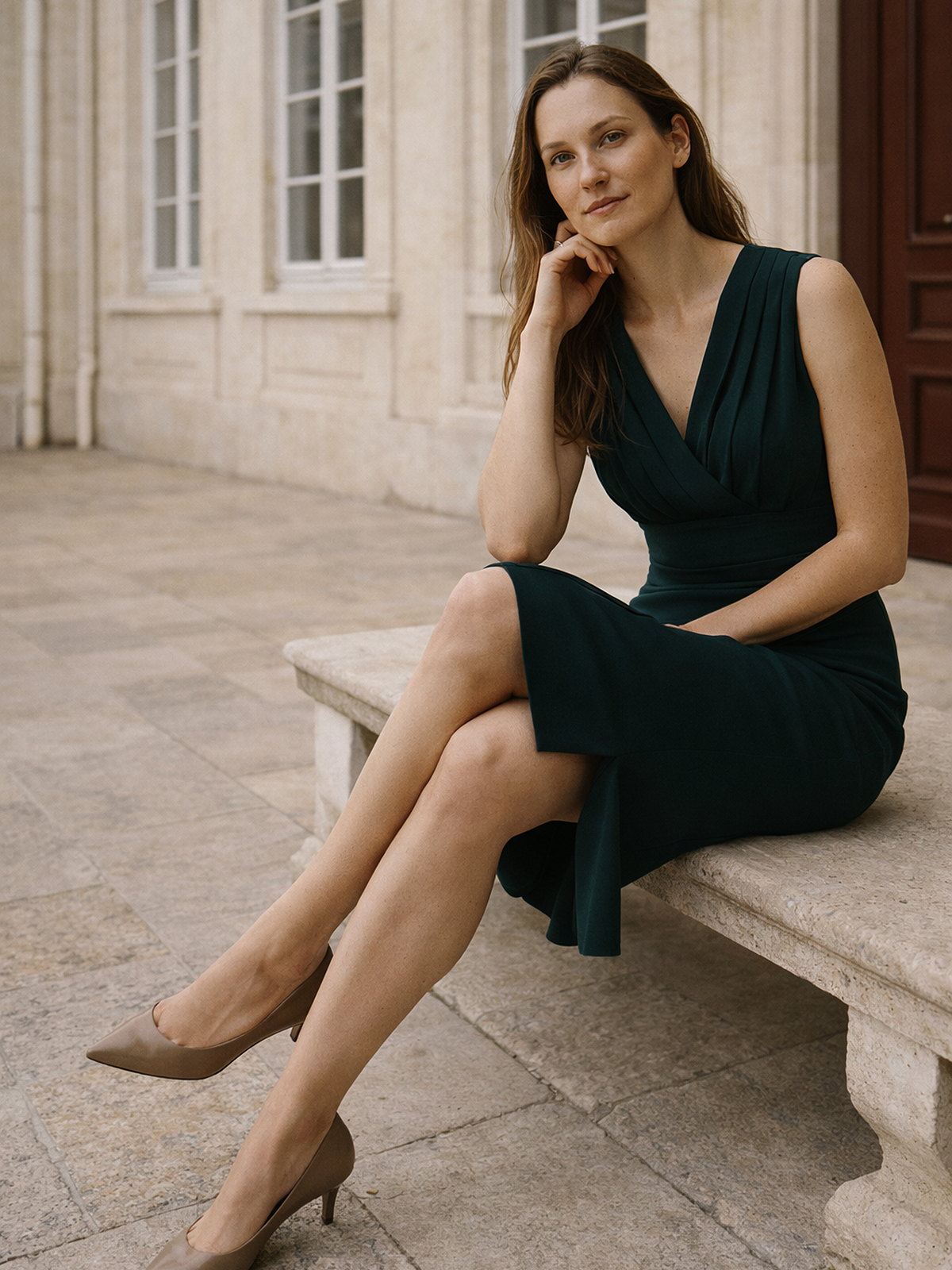 Plissee Abendkleid mit Taillenbetonung