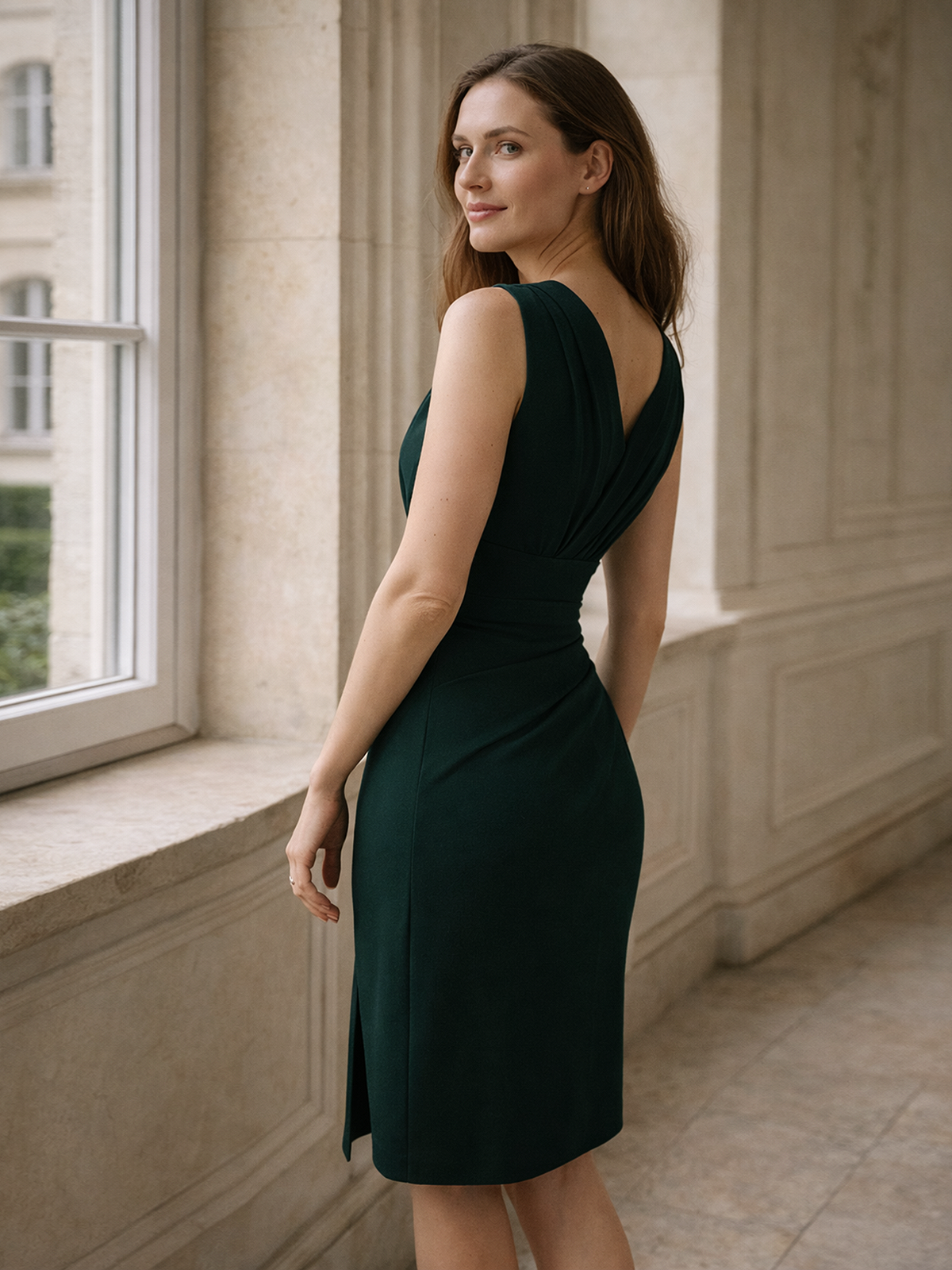 Plissee Abendkleid mit Taillenbetonung