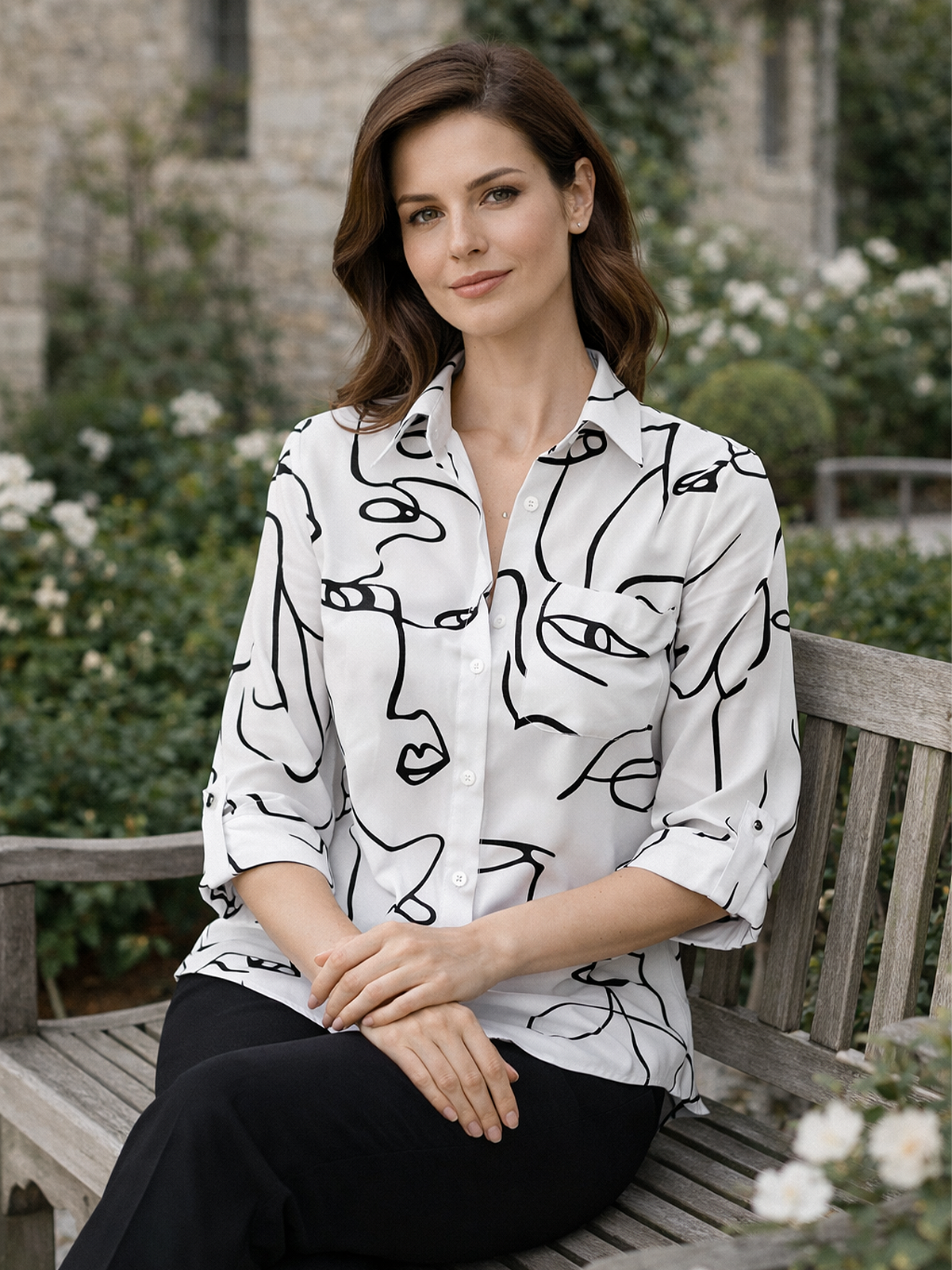 Geometrische Print Bluse