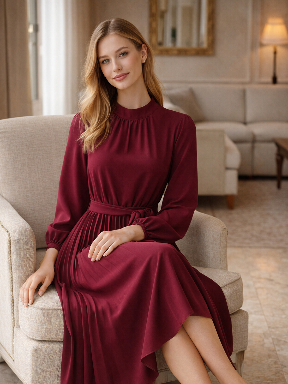 Plissee Kleid fließender Rock