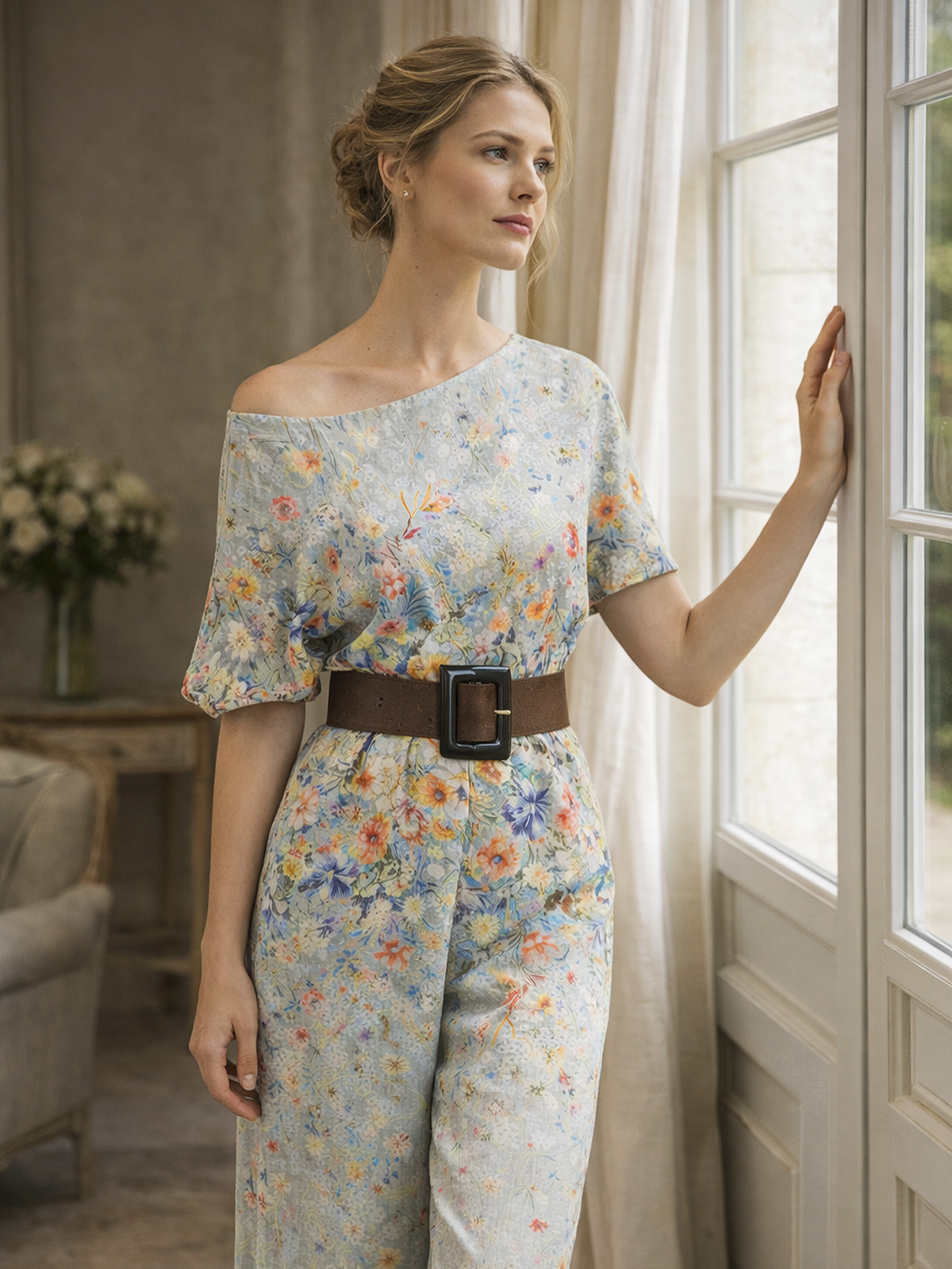 Ein Schulter Jumpsuit weiter Schnitt