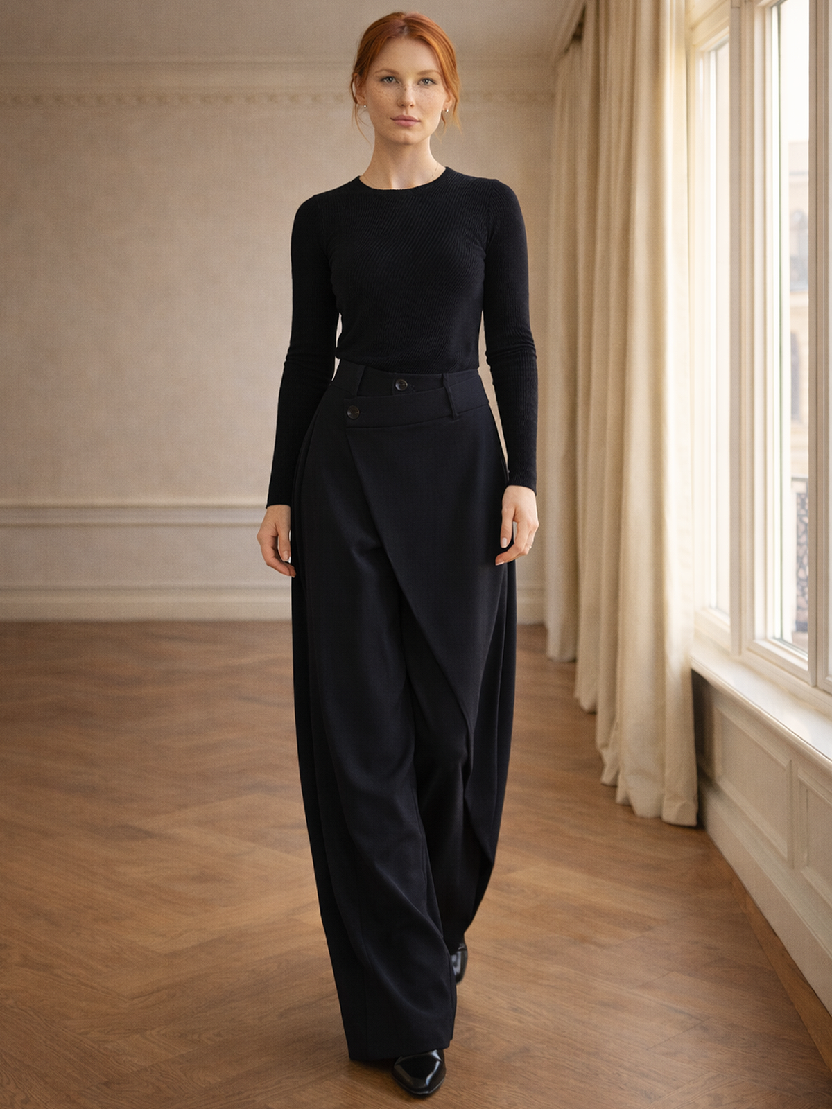 Asymmetrische Mehrlagige Knopf Hose