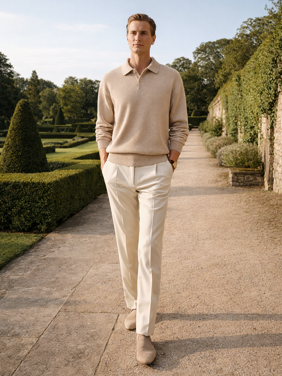 Knitted Sweater with Collar