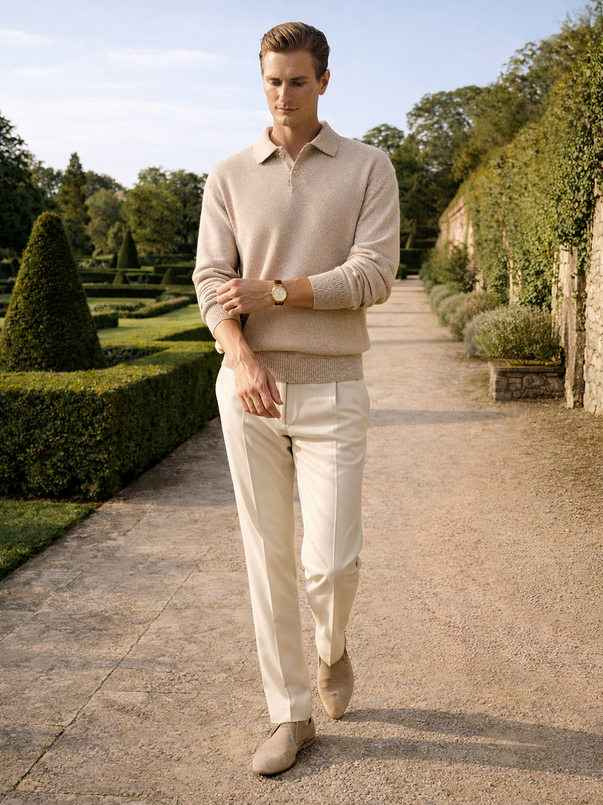 Knitted Sweater with Collar