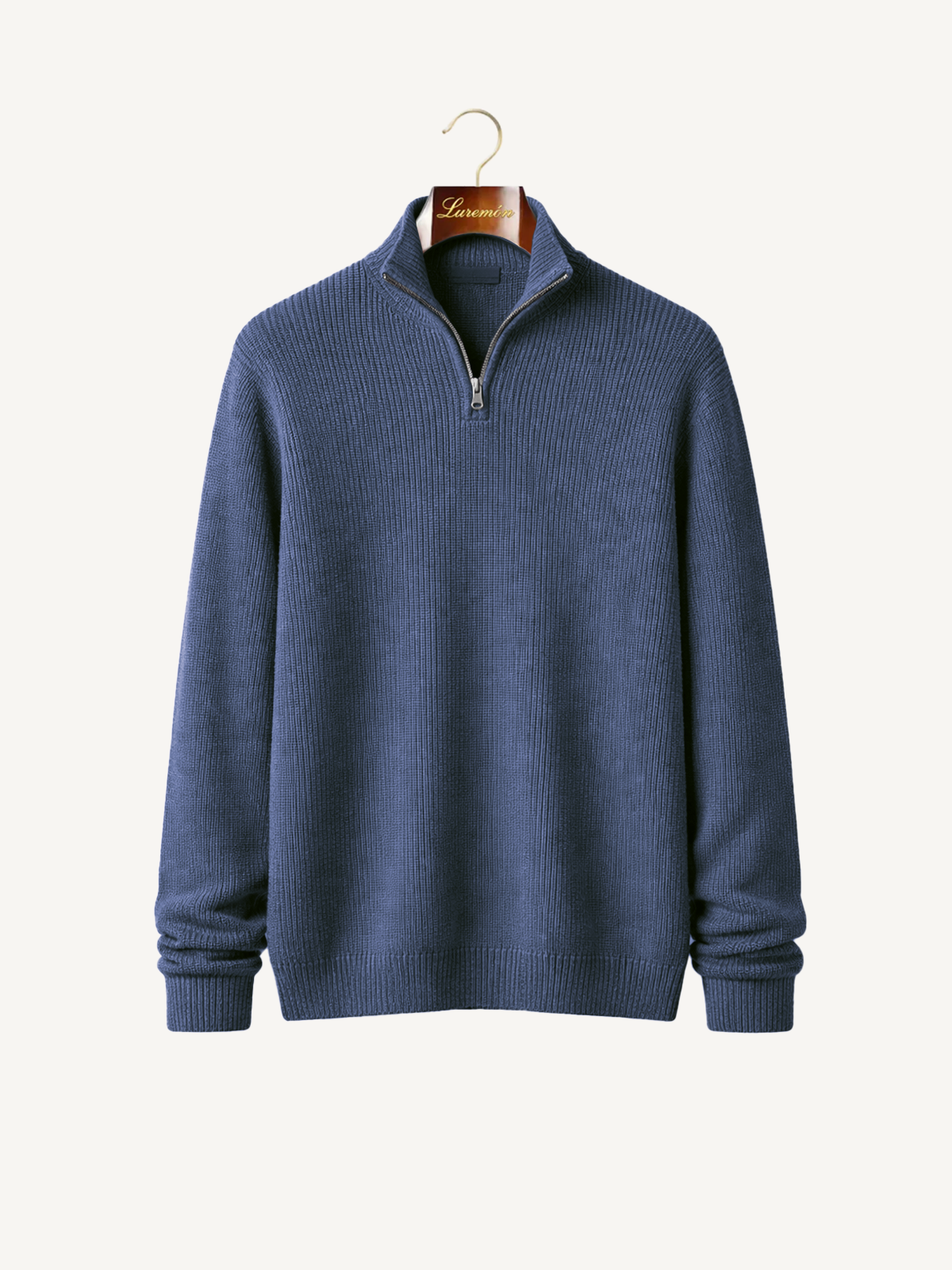 Knitted sweater with zipper collar