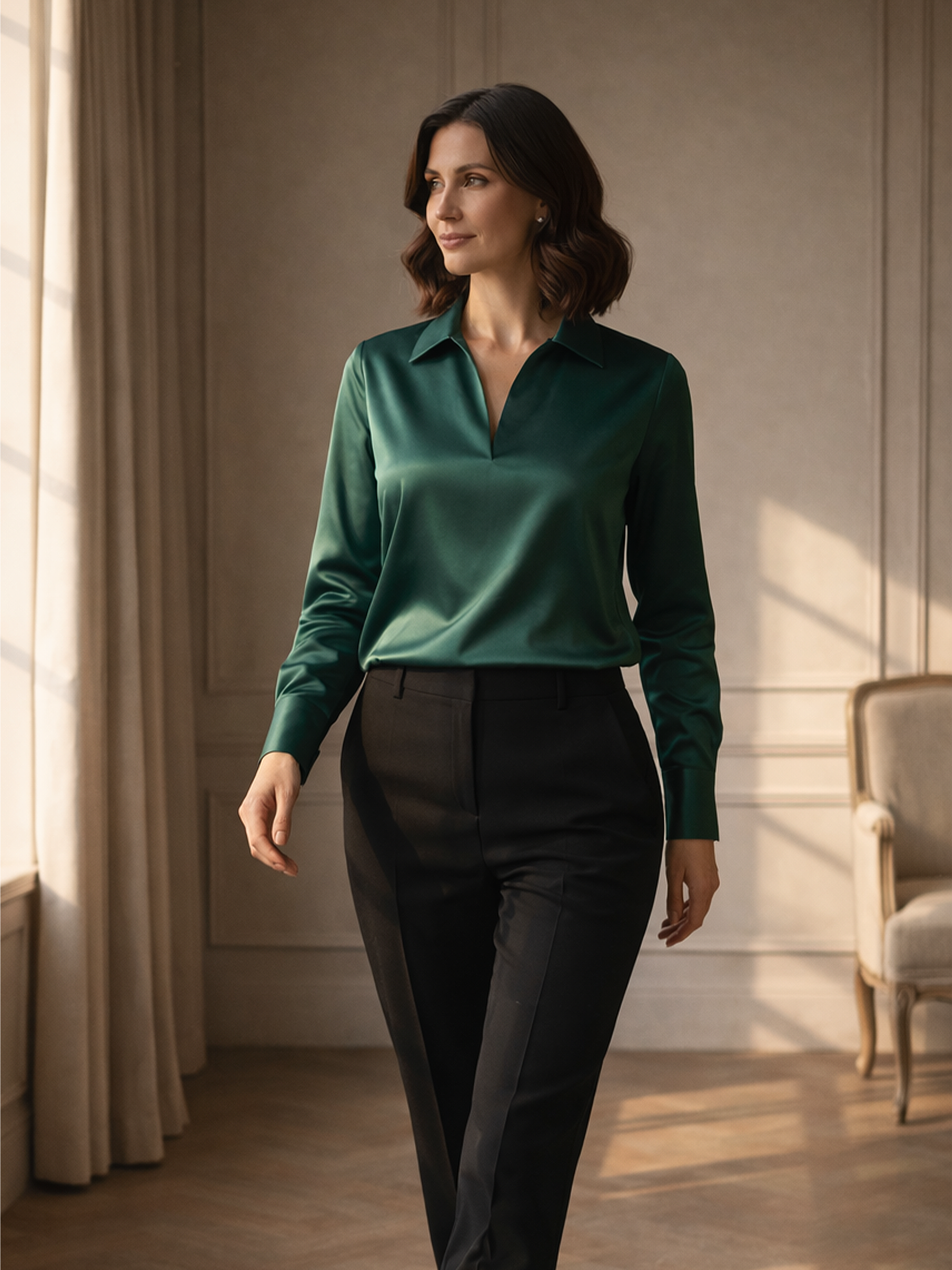 Elegante Satin Bluse