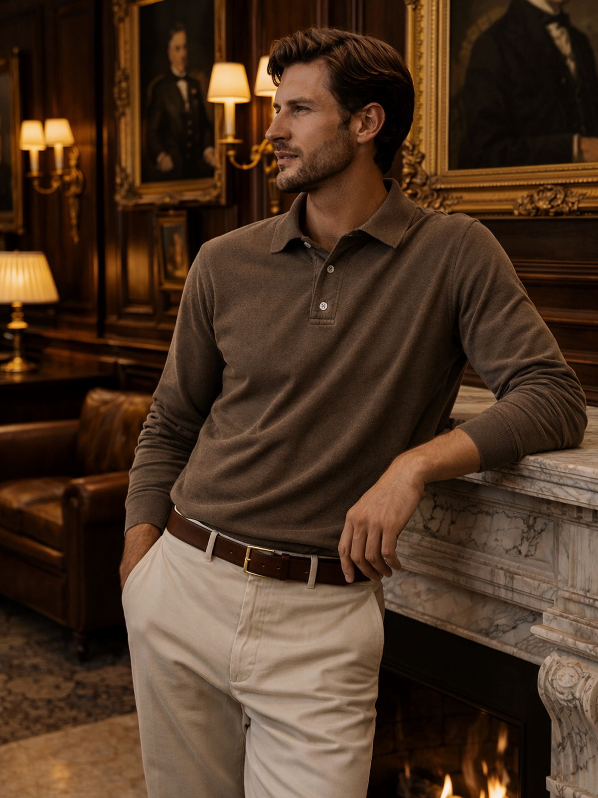 Long Sleeve Polo Shirt Casual Style