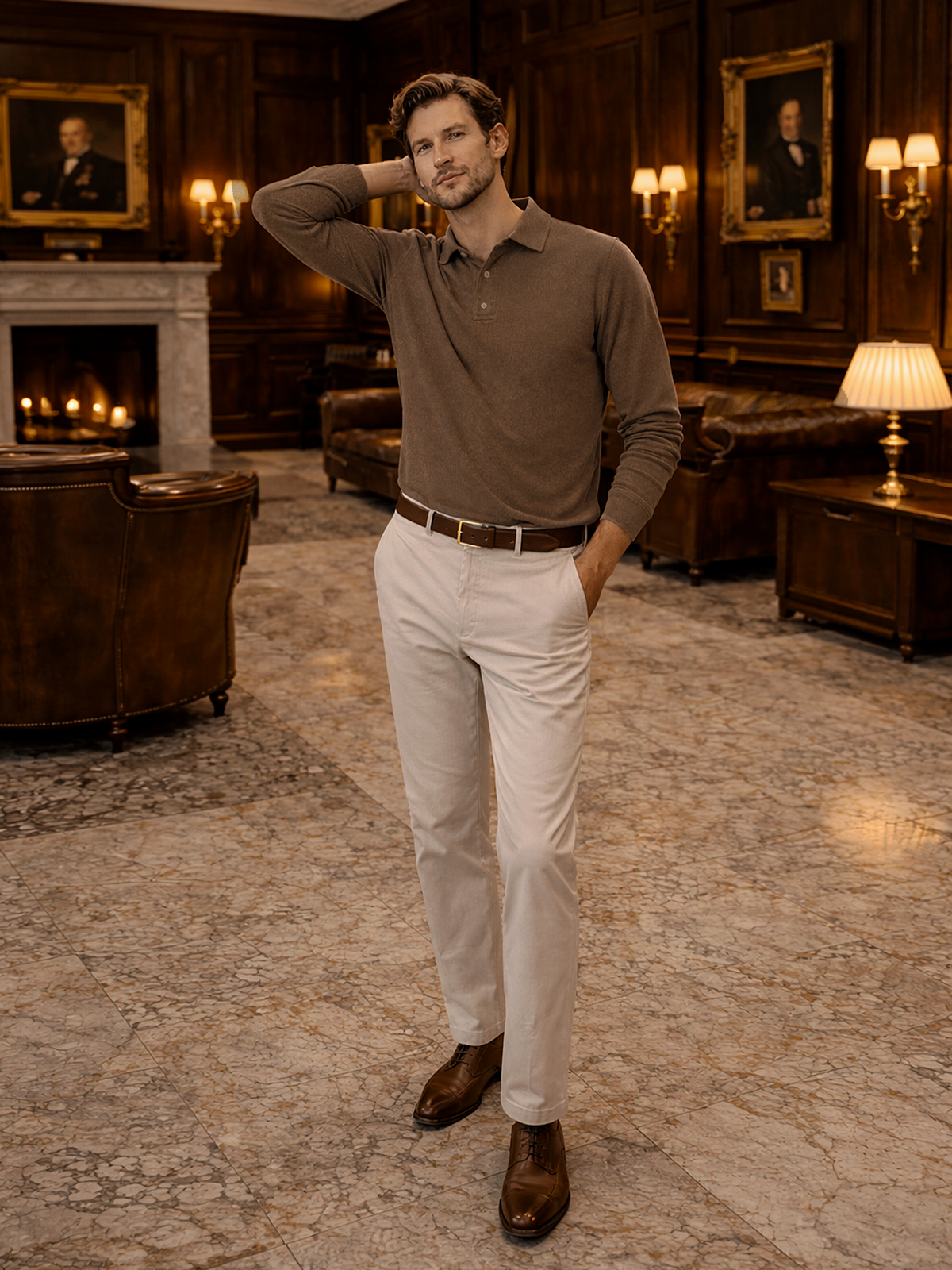Long Sleeve Polo Shirt Casual Style
