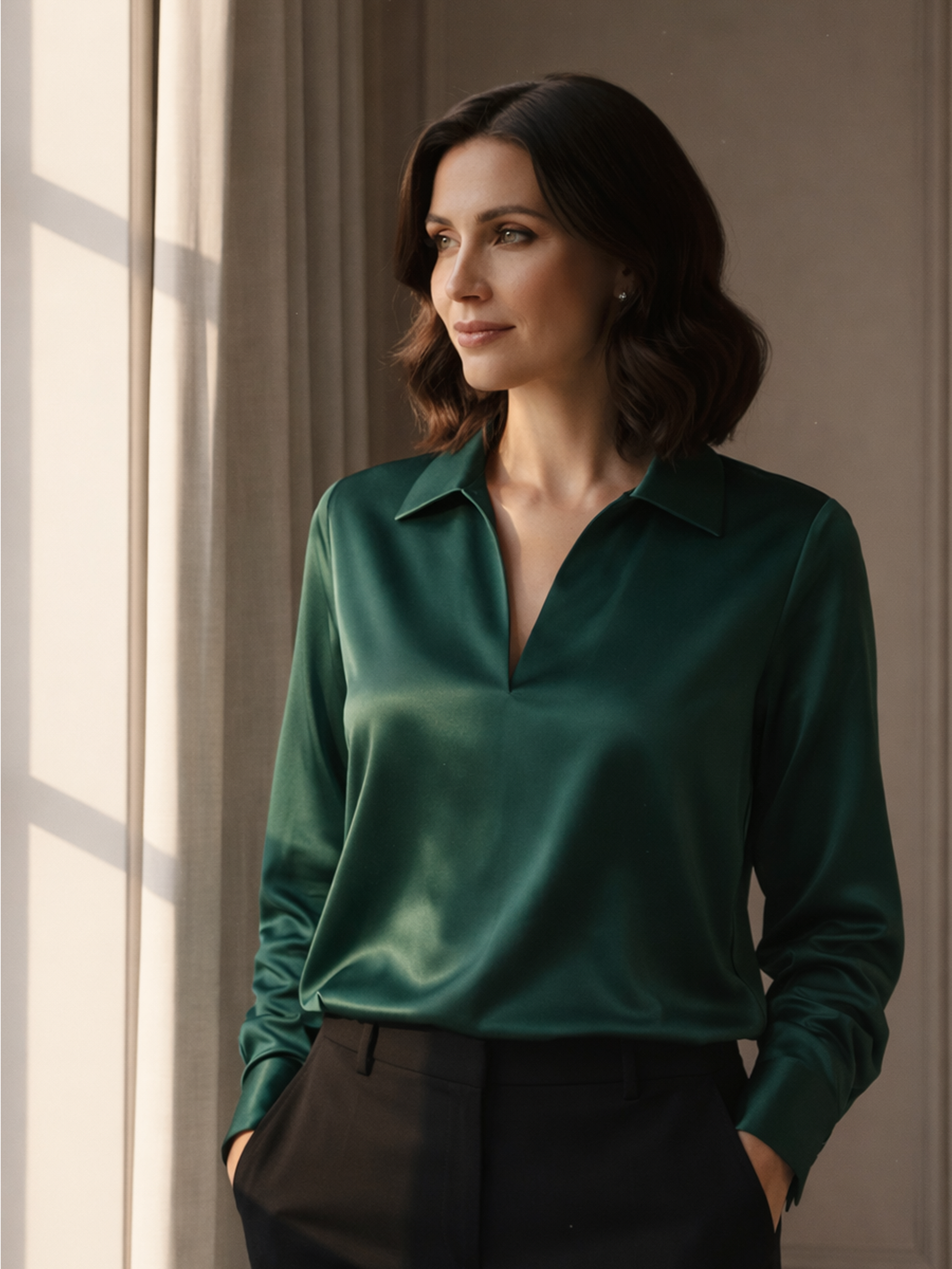 Elegante Satin Bluse