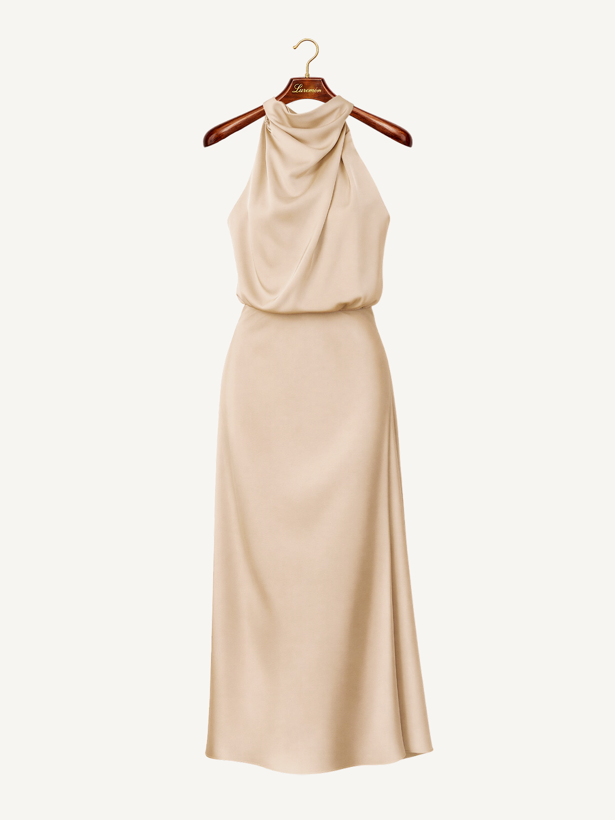 Drapiertes Nackenhalter Midikleid