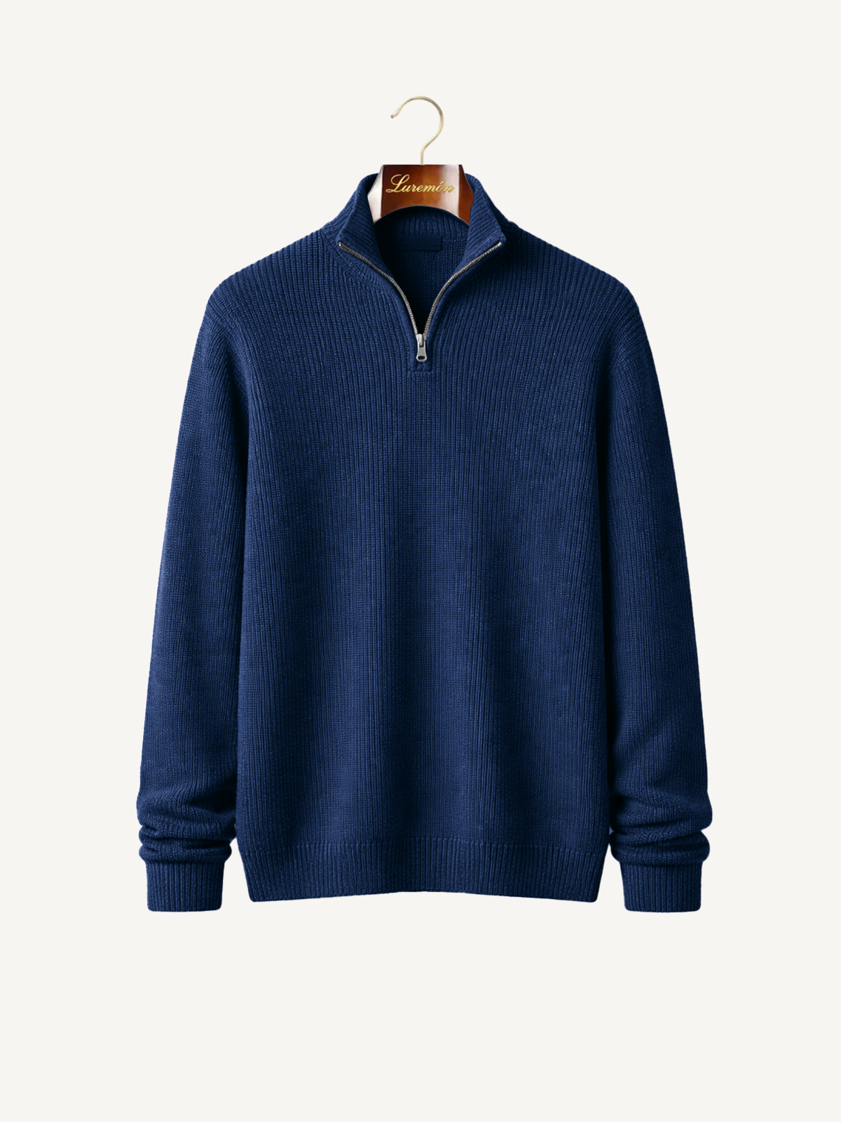 Knitted sweater with zipper collar