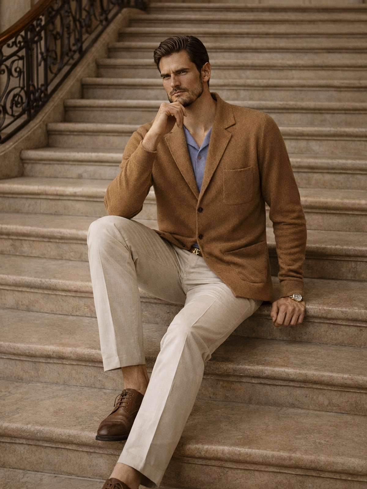 Cardigan with Lapel Collar