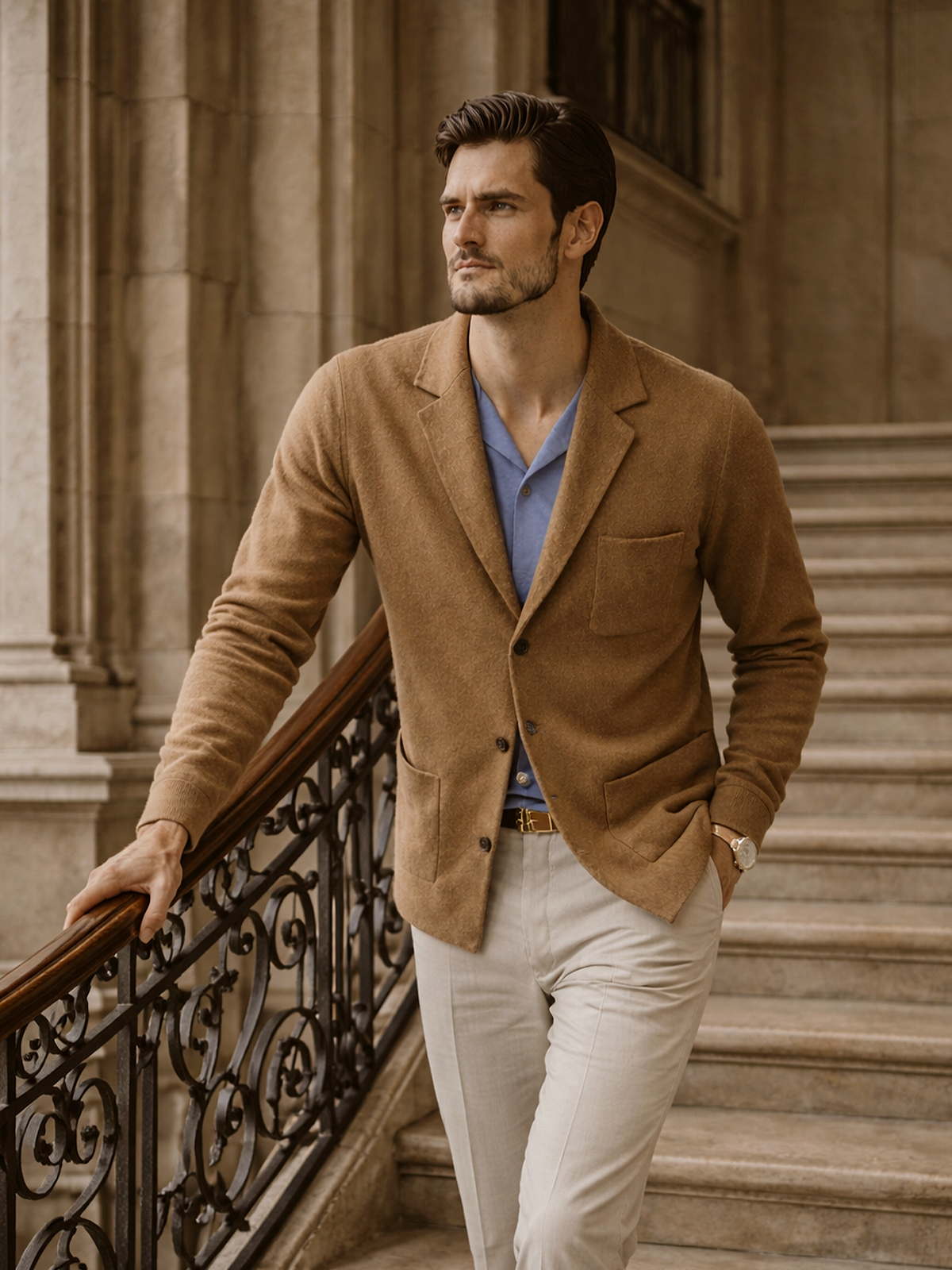 Cardigan with Lapel Collar
