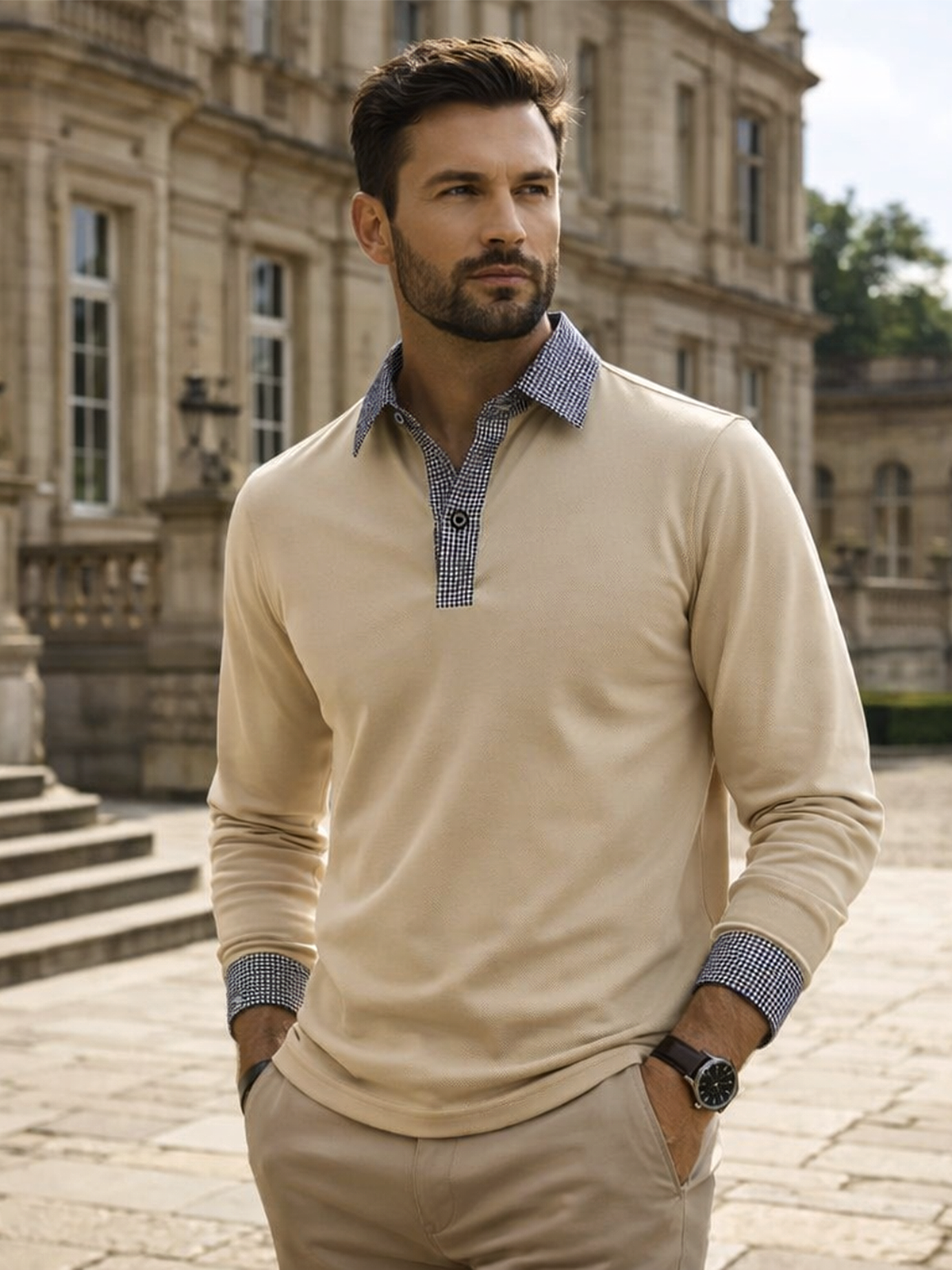 Langarm Polohemd für Herren