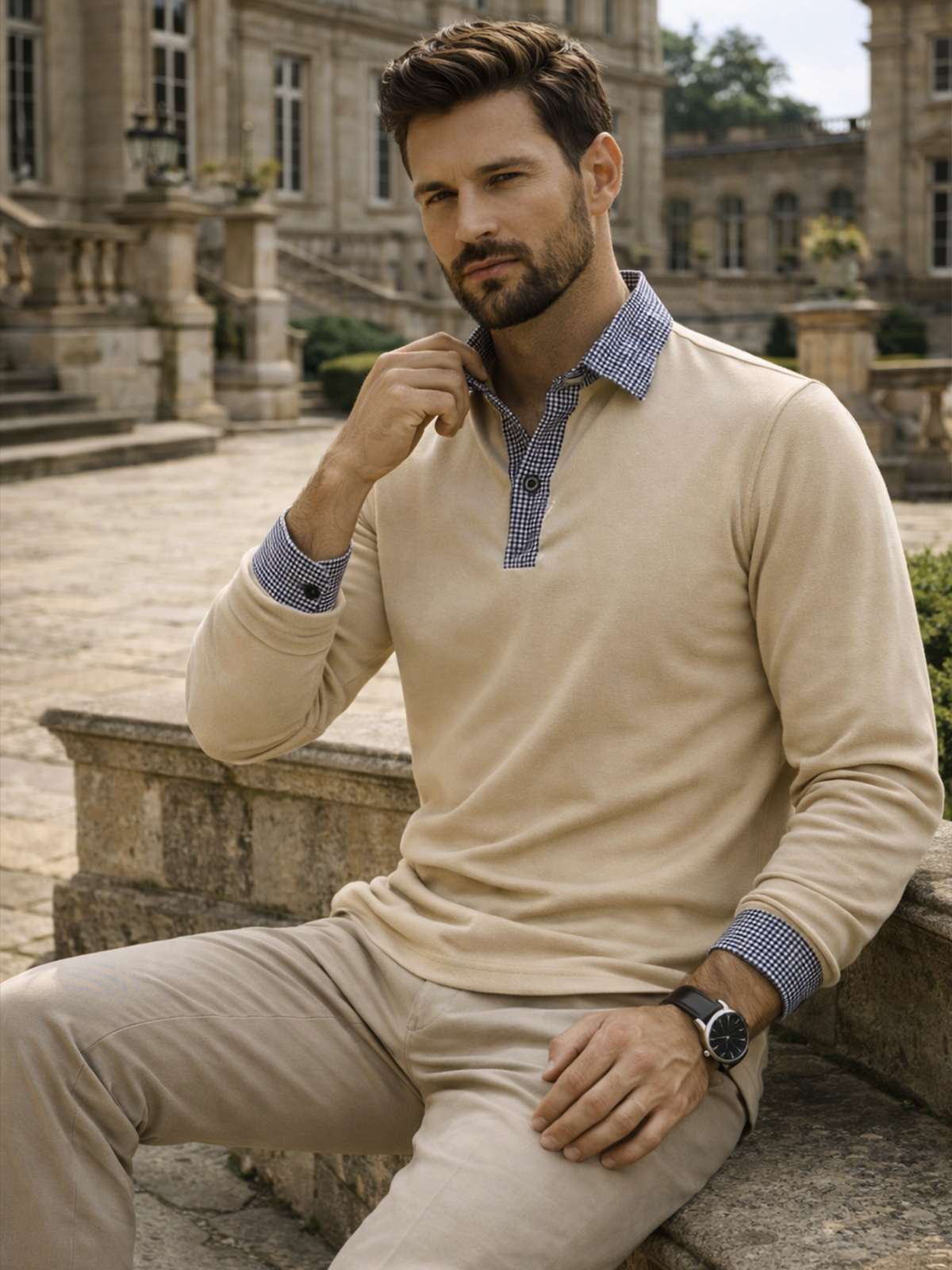 Langarm Polohemd für Herren