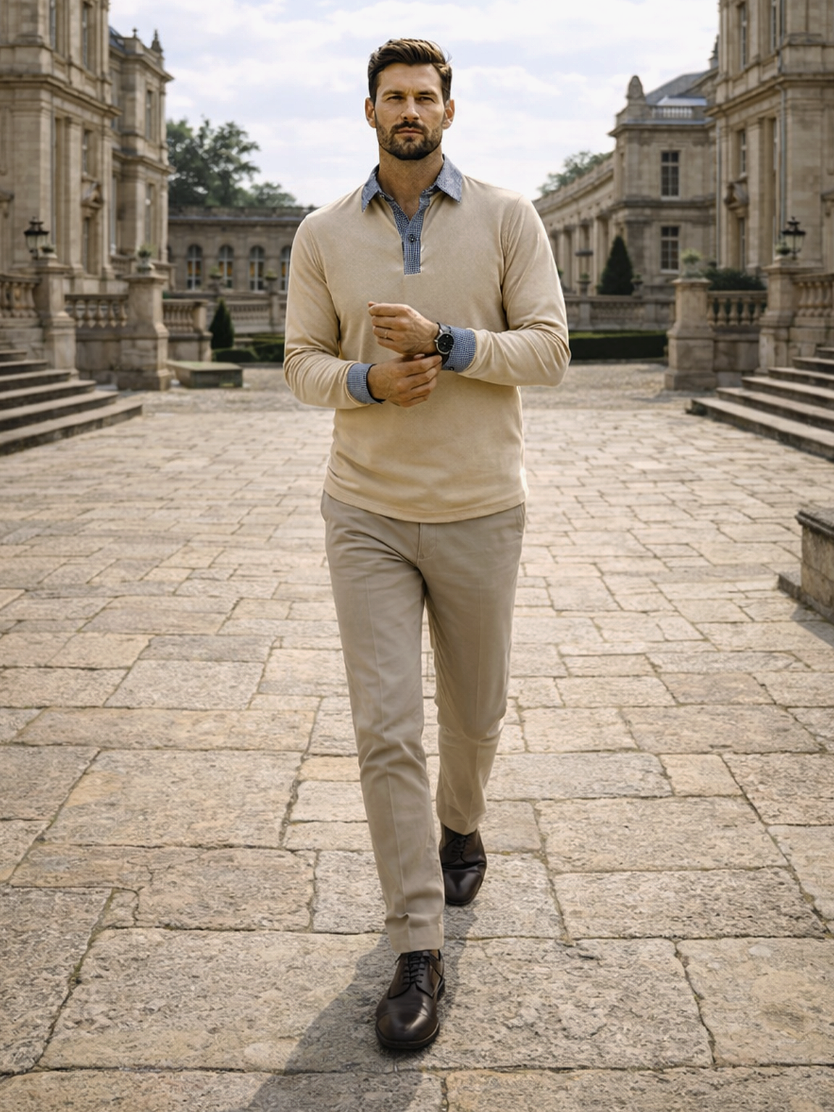 Langarm Polohemd für Herren