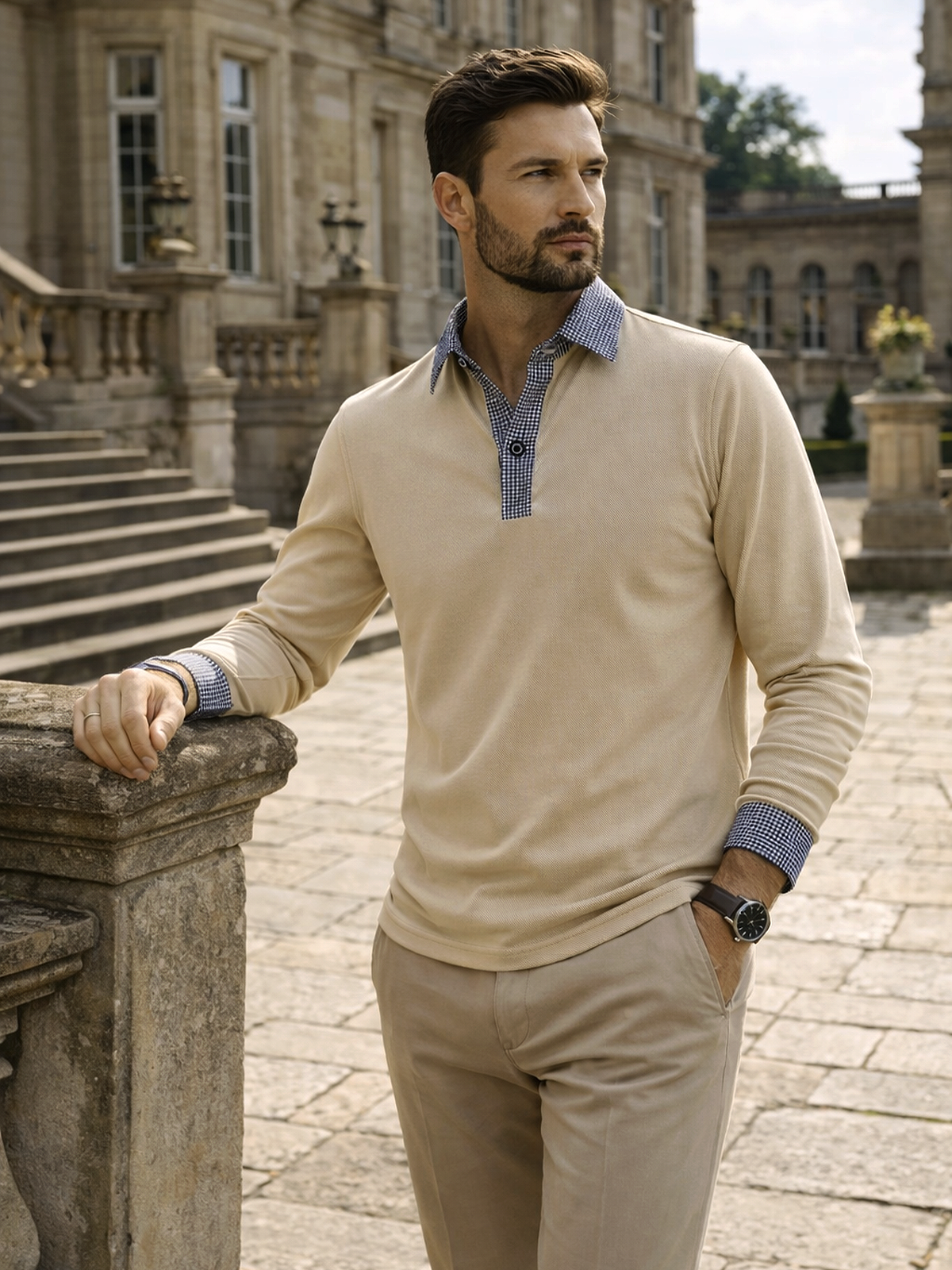 Langarm Polohemd für Herren