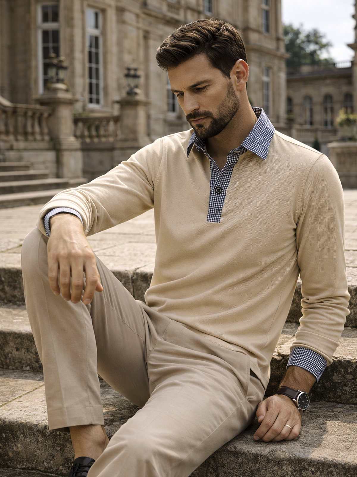 Langarm Polohemd für Herren