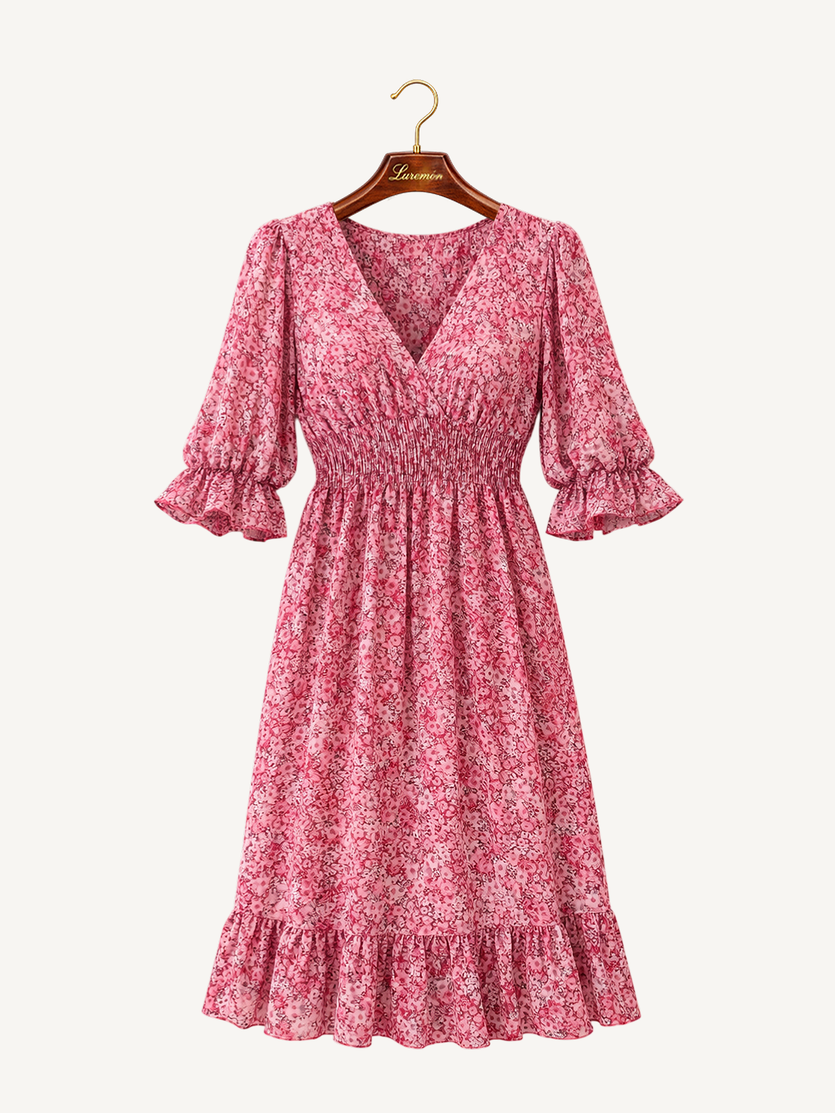 Floral Muster V Ausschnitt Sommerkleid