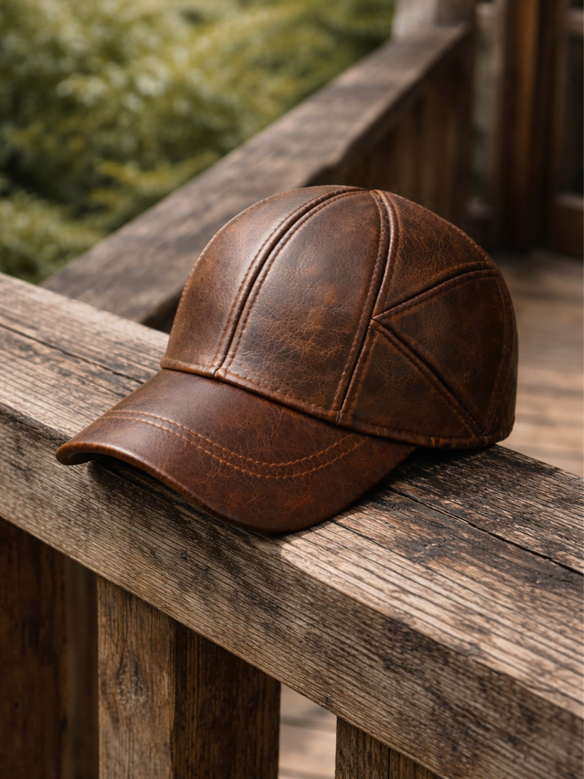 Leather cap in classic cut