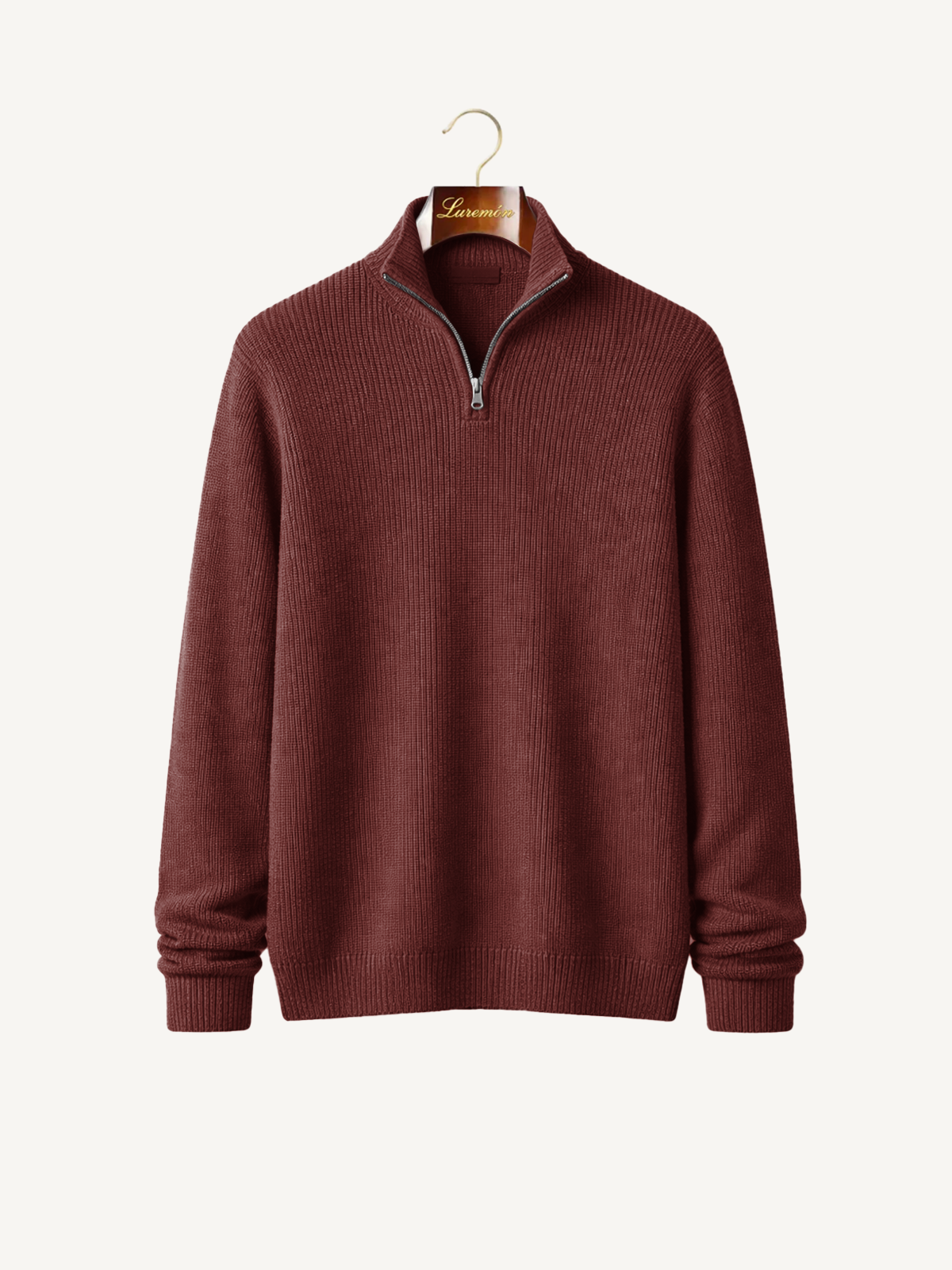 Knitted sweater with zipper collar