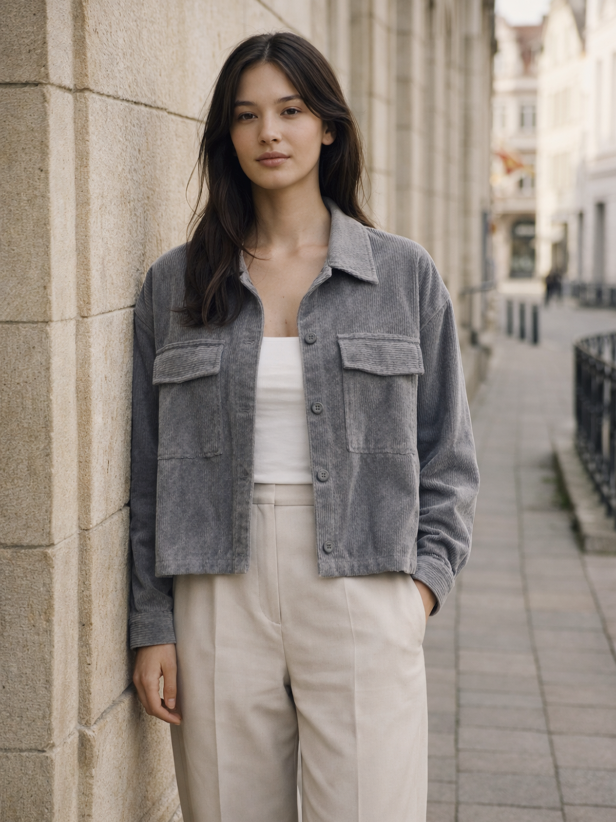 Lockere Cord Kurzjacke