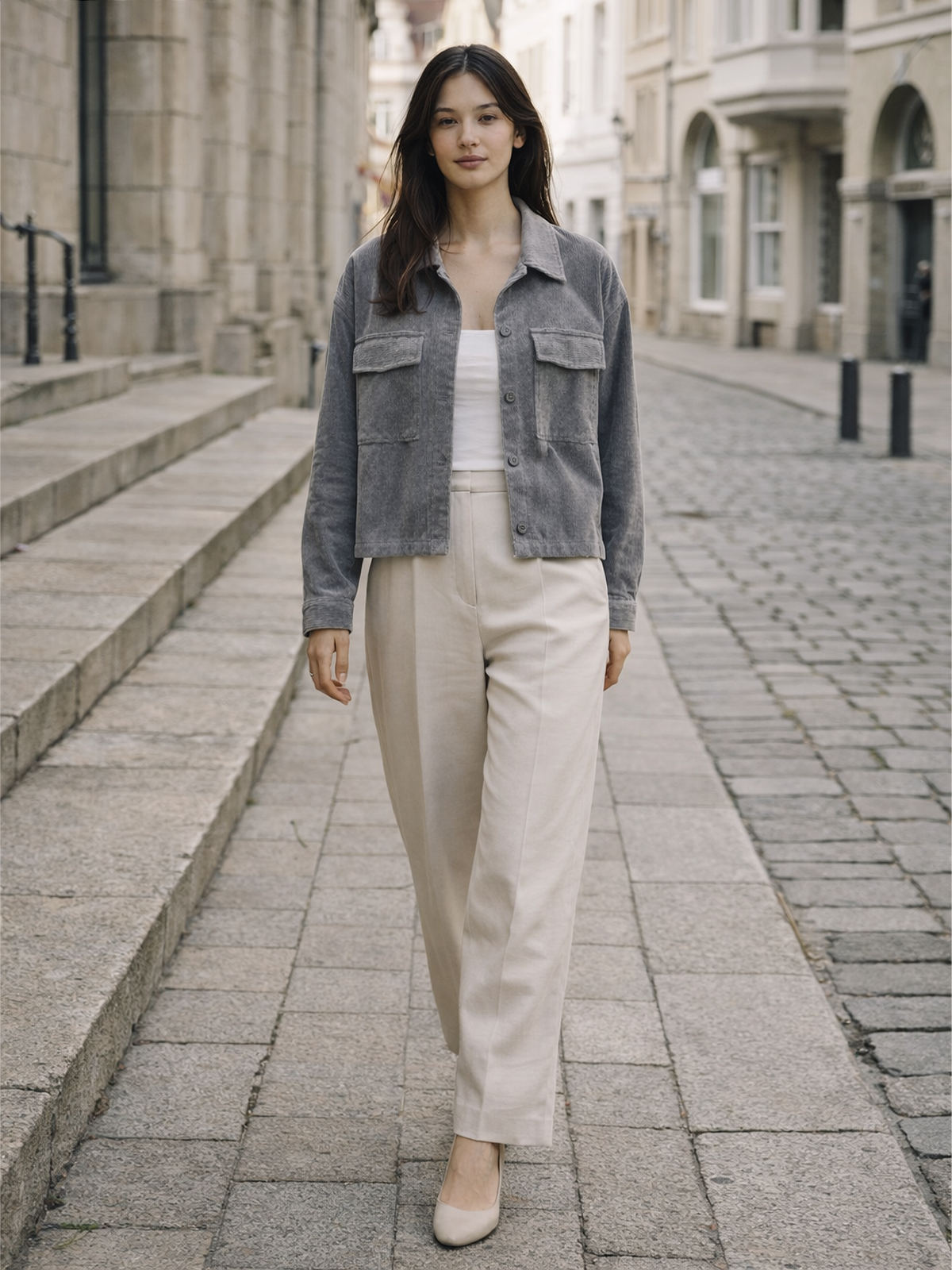 Lockere Cord Kurzjacke