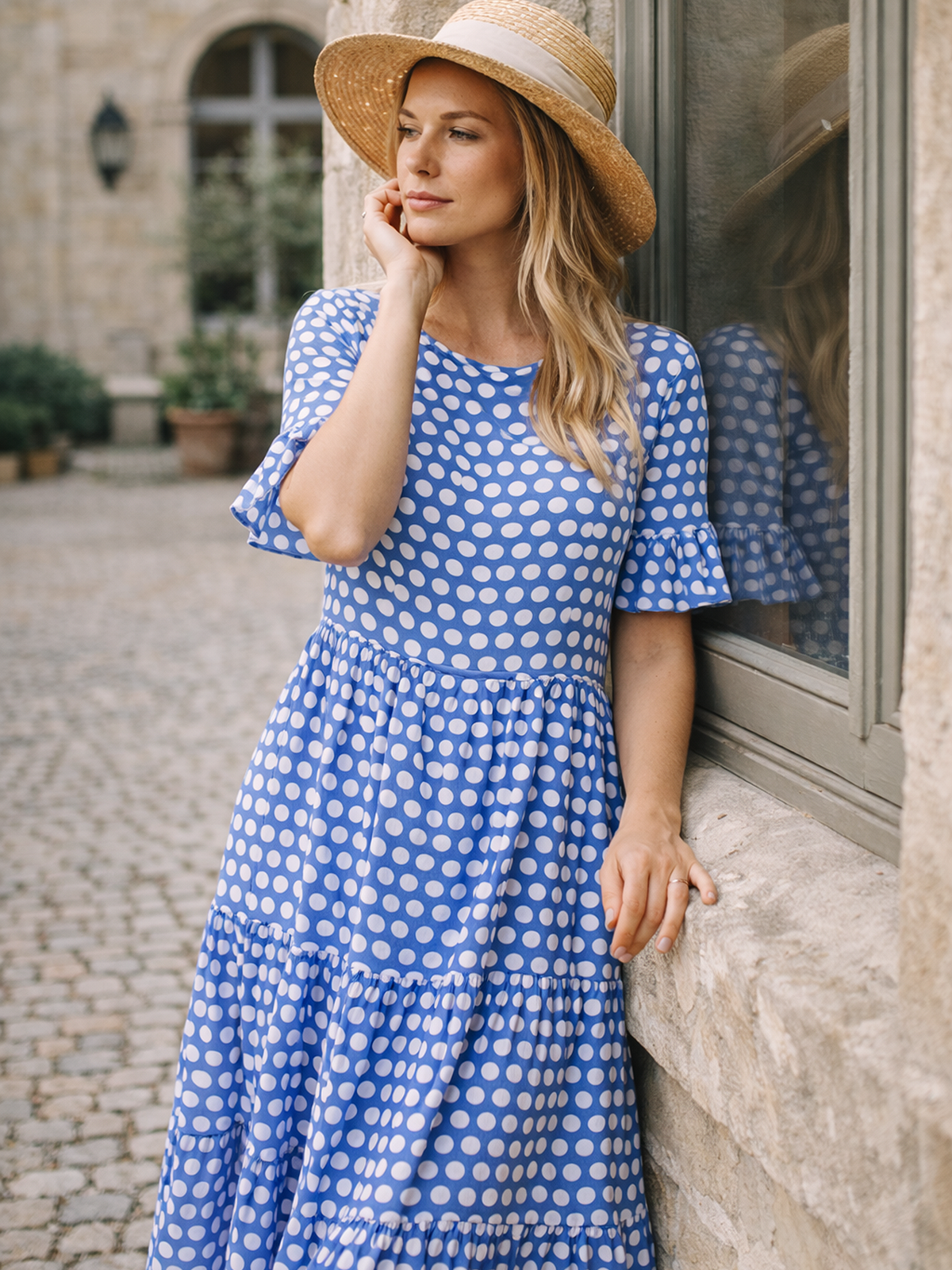 Gepunktetes A Linien Midikleid