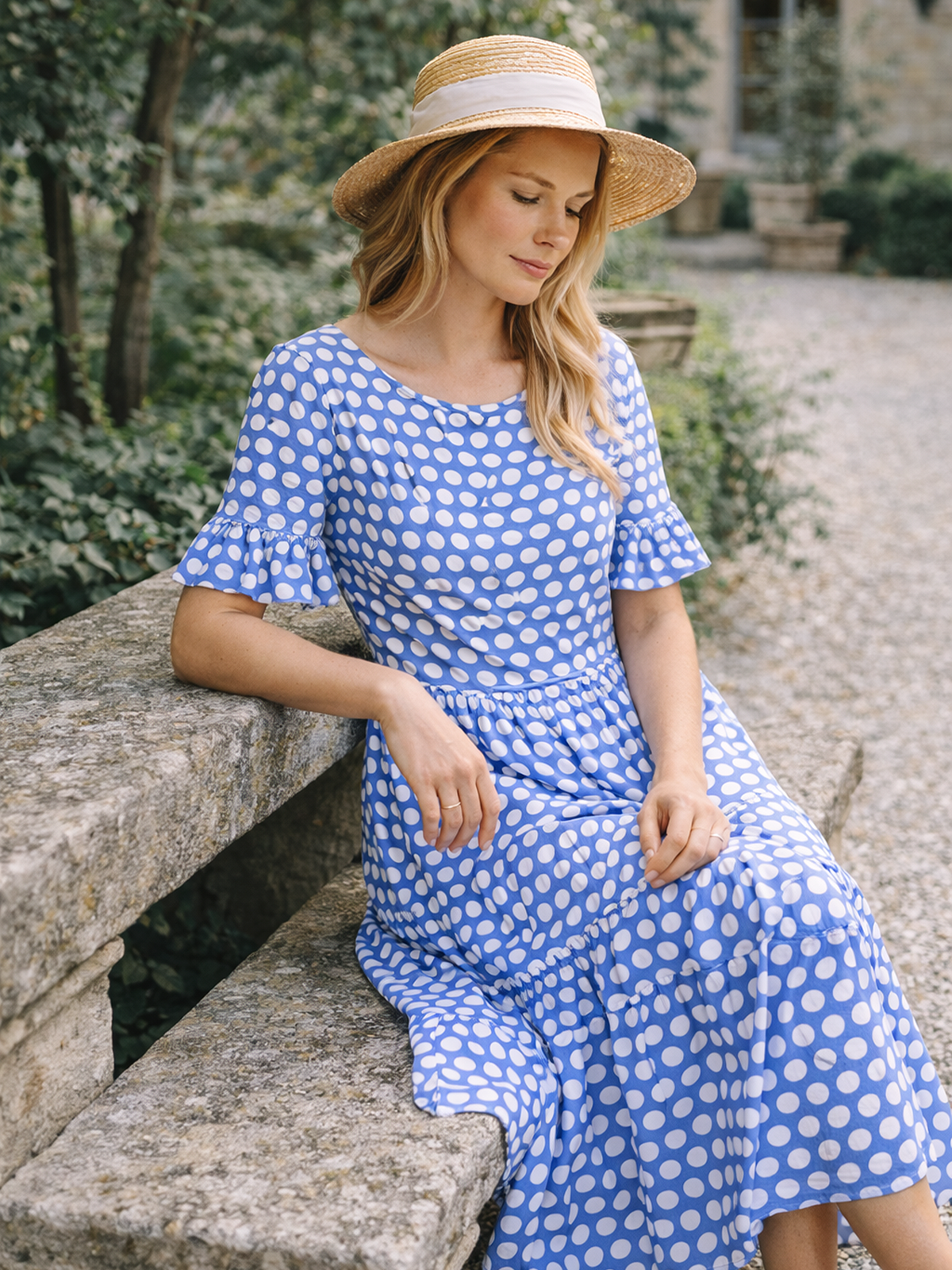 Gepunktetes A Linien Midikleid