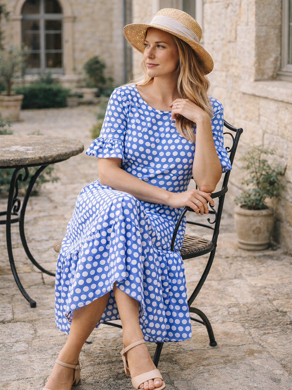 Gepunktetes A Linien Midikleid