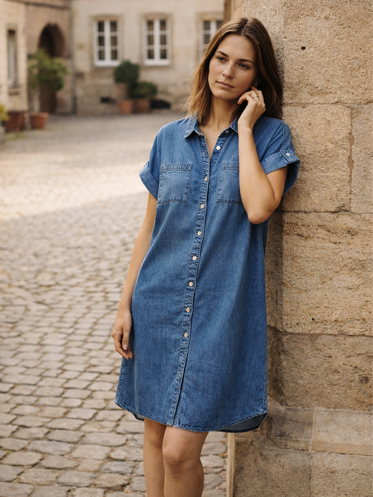 Hemdblusenkleid aus Jeansoptik