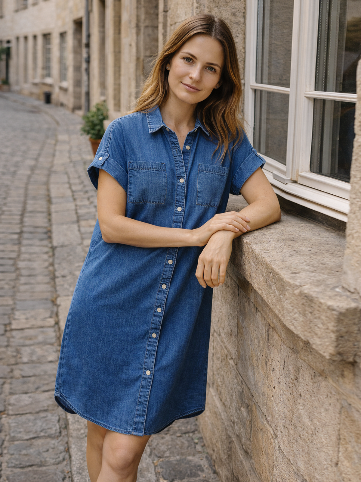 Hemdblusenkleid aus Jeansoptik