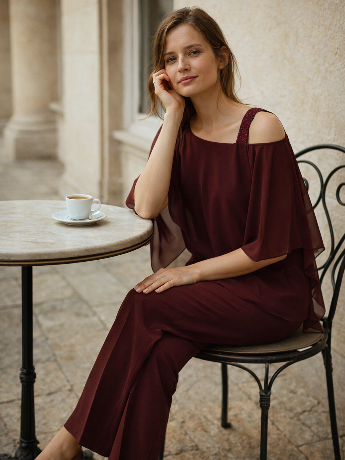 Two-Piece Set with Flowing Blouse