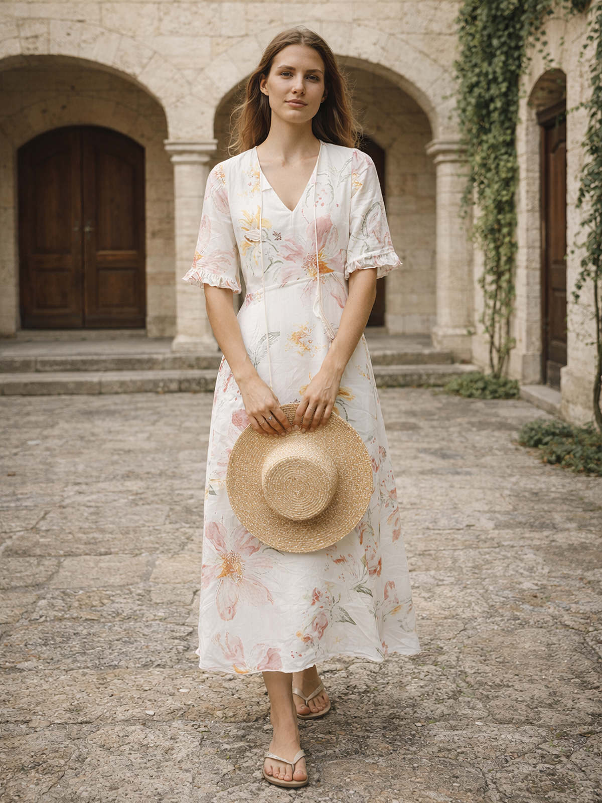 Bohème Sommerkleid V Ausschnitt