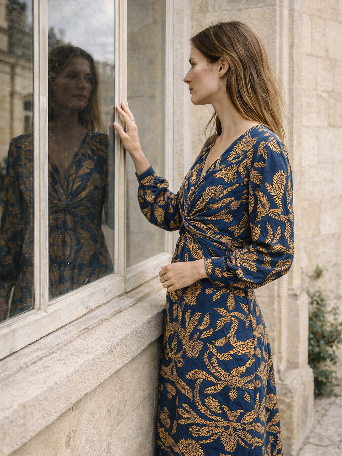 Langarm Maxikleid mit Muster