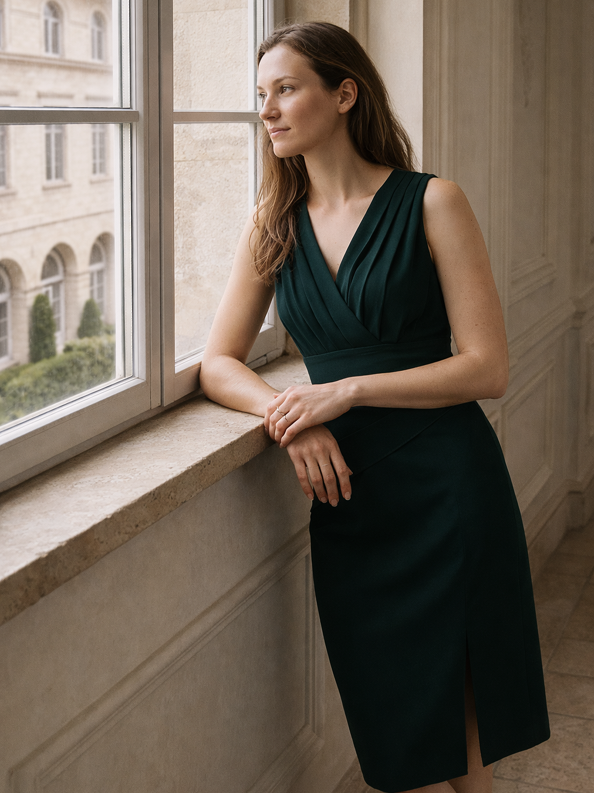 Plissee Abendkleid mit Taillenbetonung