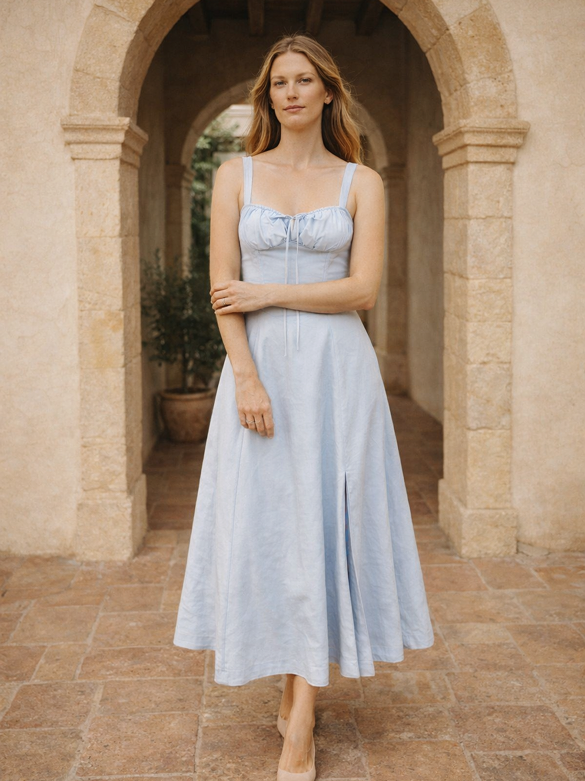 Midikleid mit Schnürung