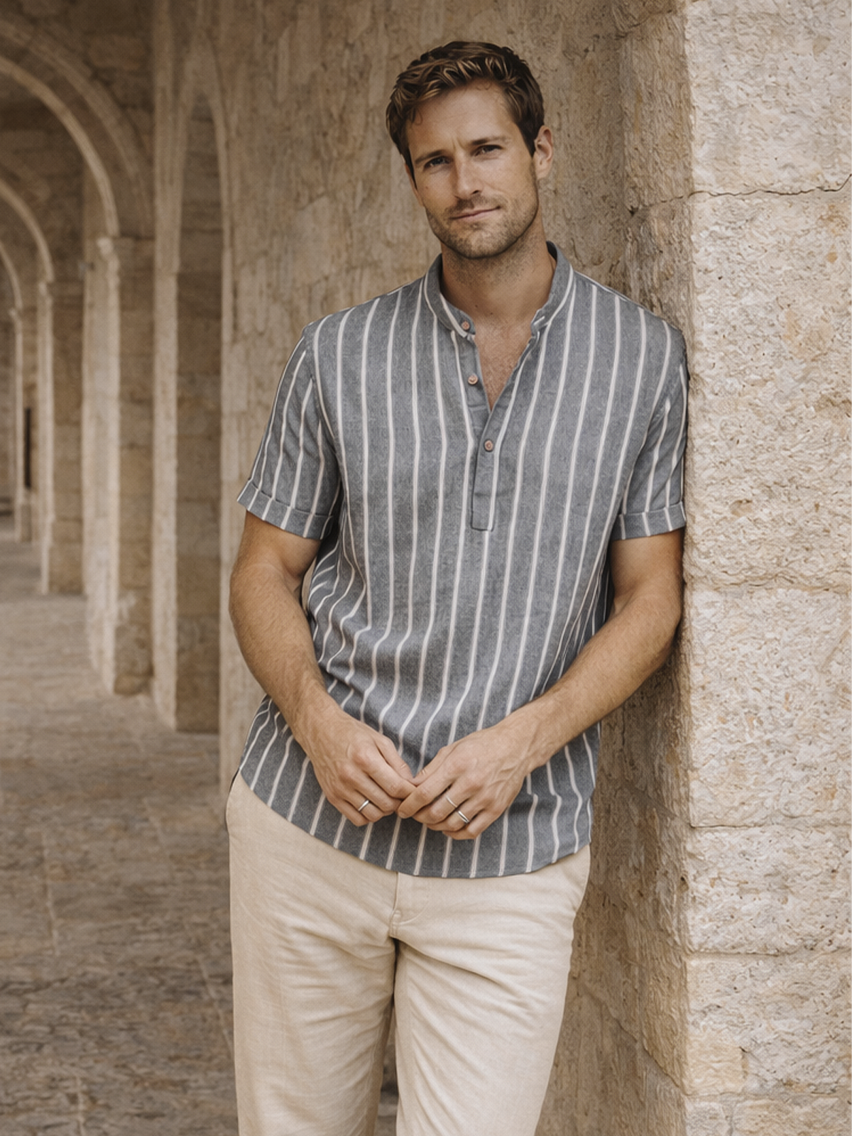 Poloshirt Stehkragen Kurzarm