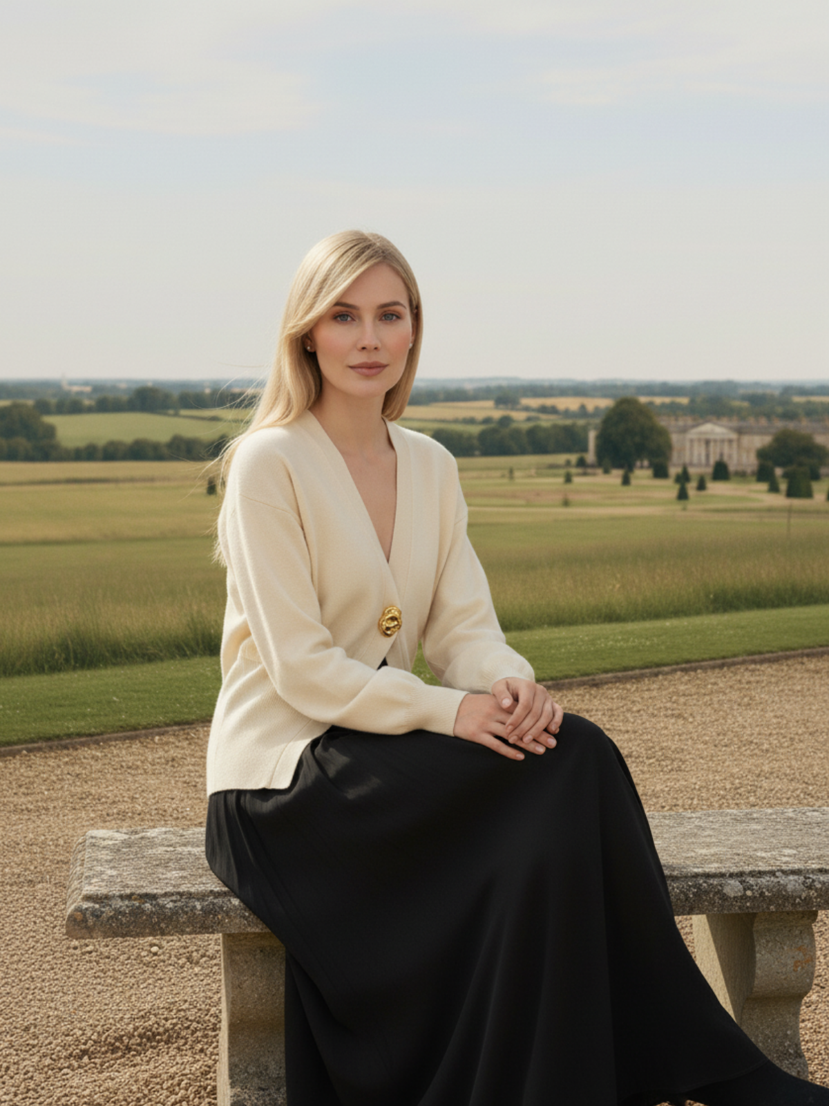 Goldener Knopf, schlichter Cardigan