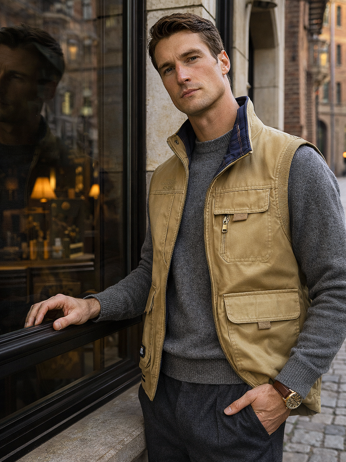 Freizeit Weste Stehkragen