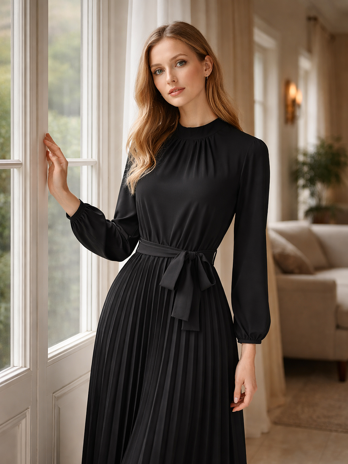 Plissee Kleid fließender Rock