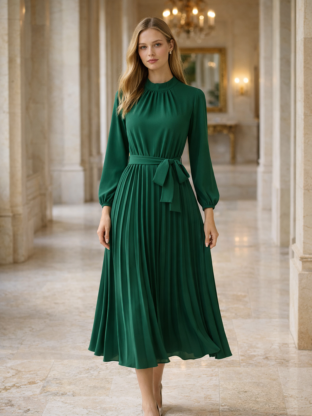 Plissee Kleid fließender Rock