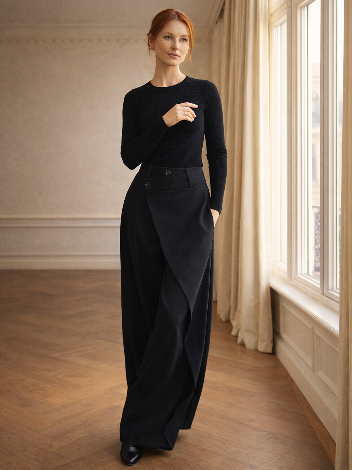 Asymmetrische Mehrlagige Knopf Hose