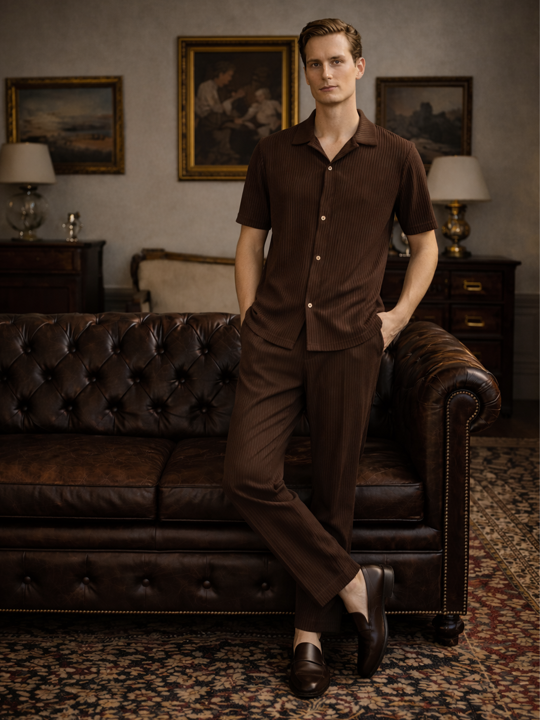 Plissiertes Herbst Zweiteiliges Set