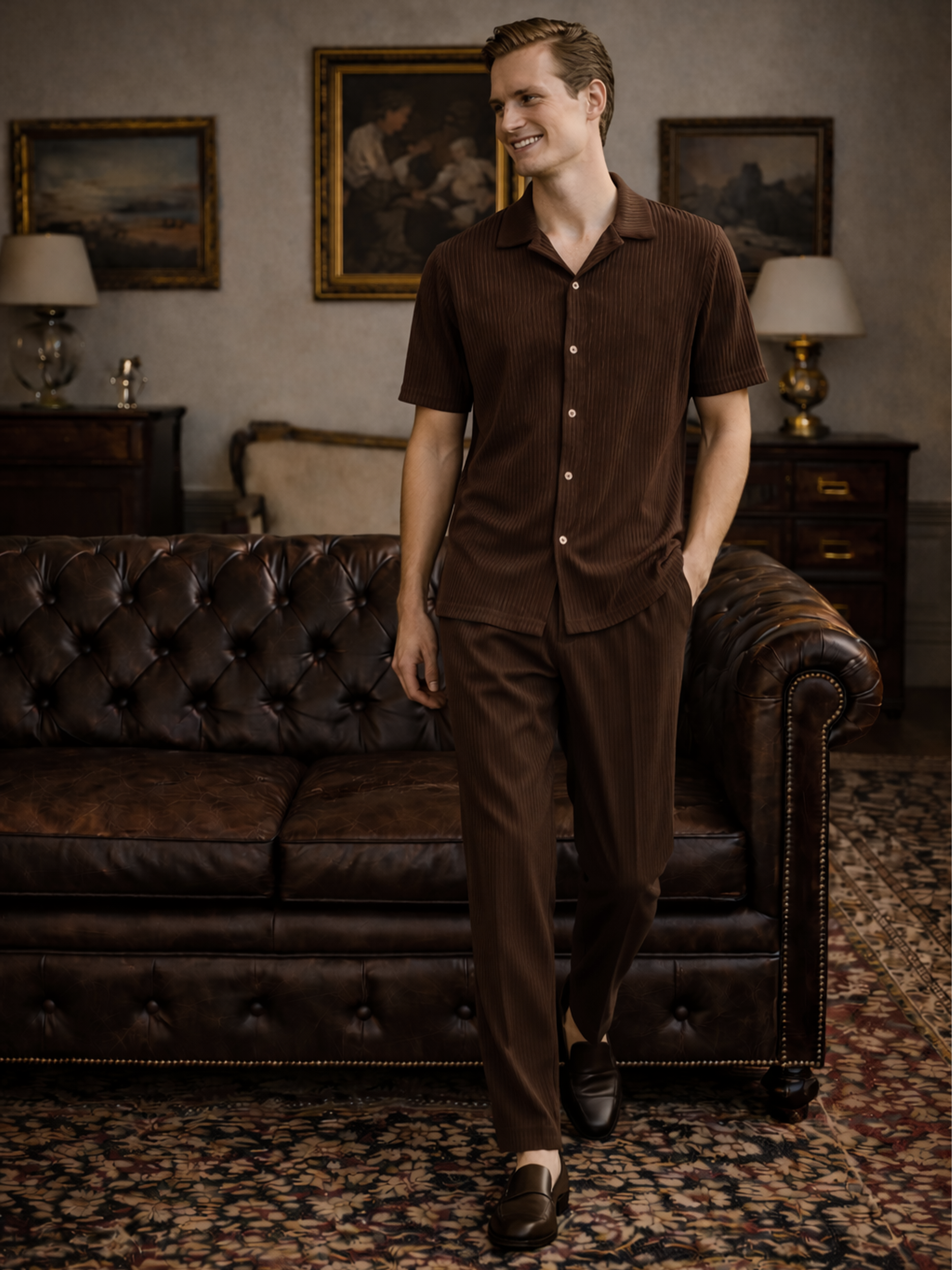 Plissiertes Herbst Zweiteiliges Set