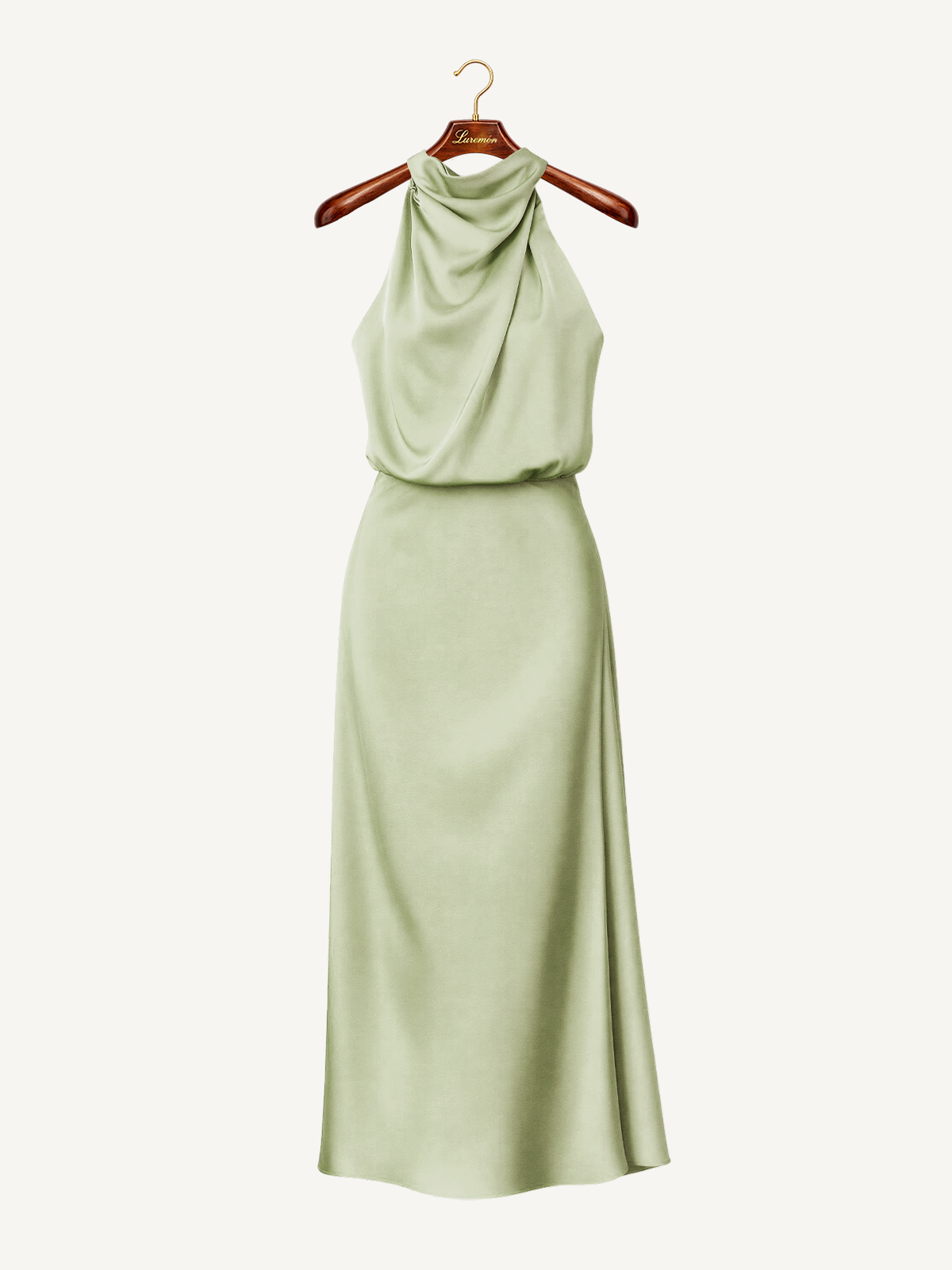 Drapiertes Nackenhalter Midikleid