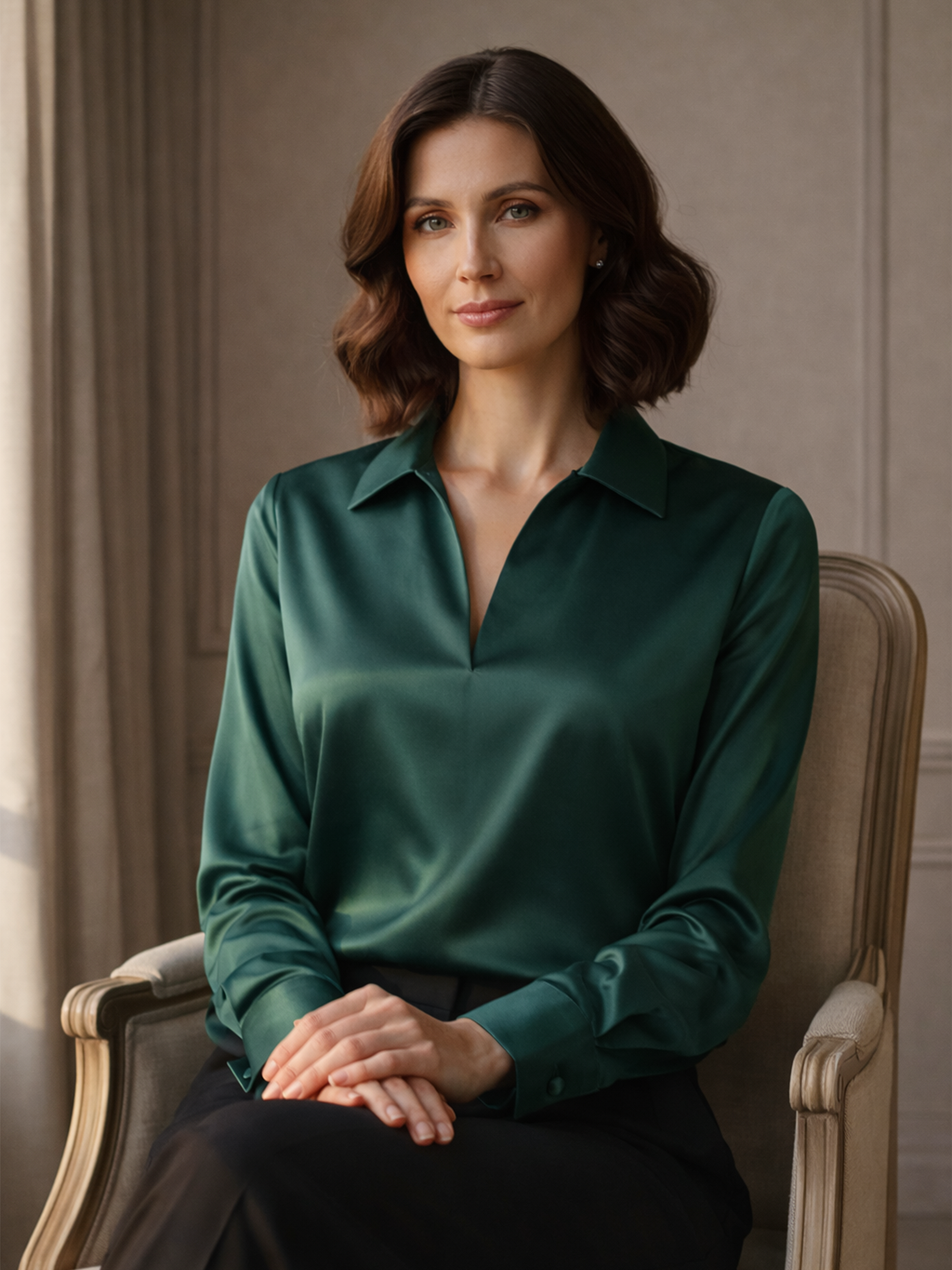 Elegante Satin Bluse