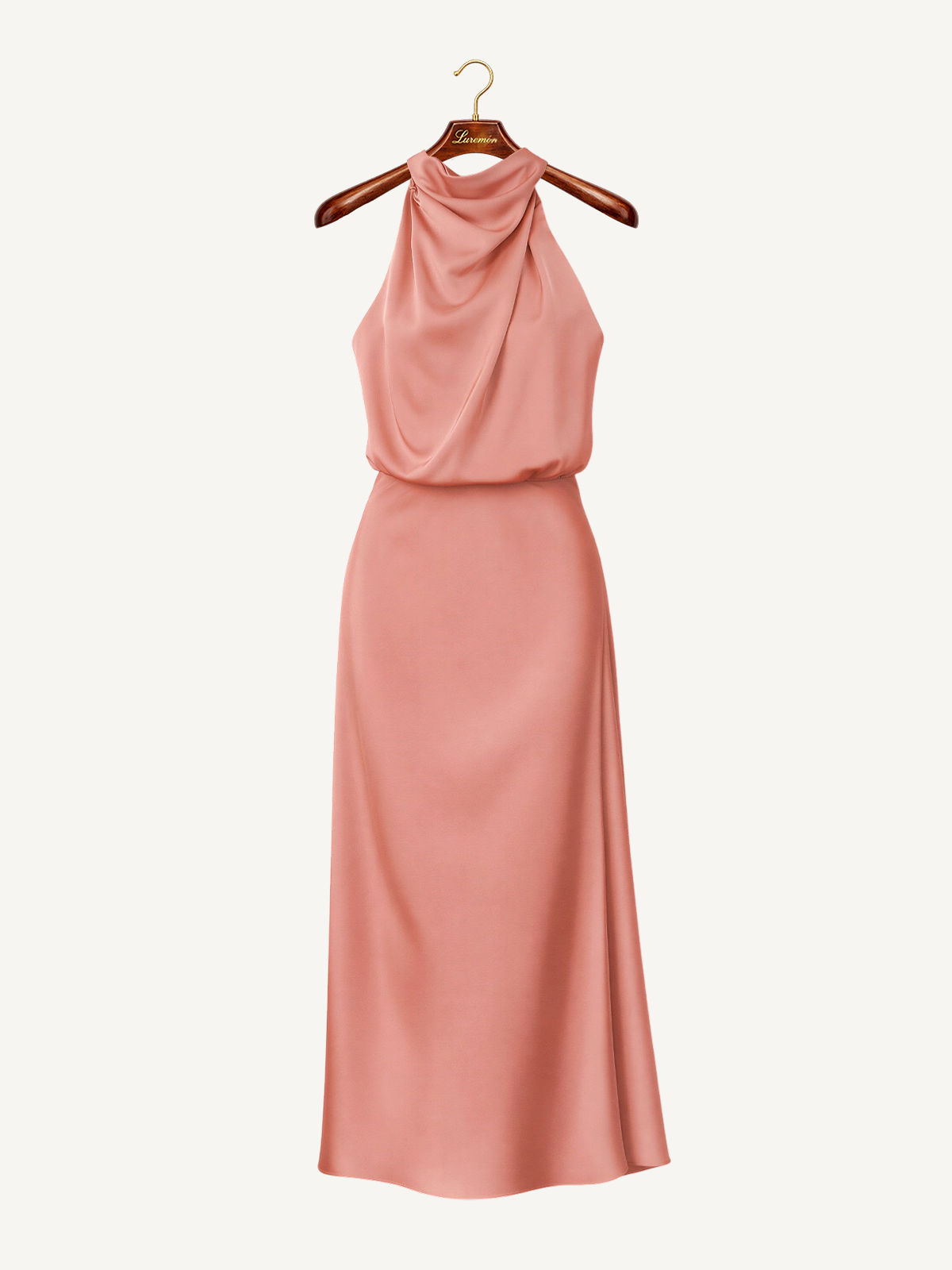 Drapiertes Nackenhalter Midikleid
