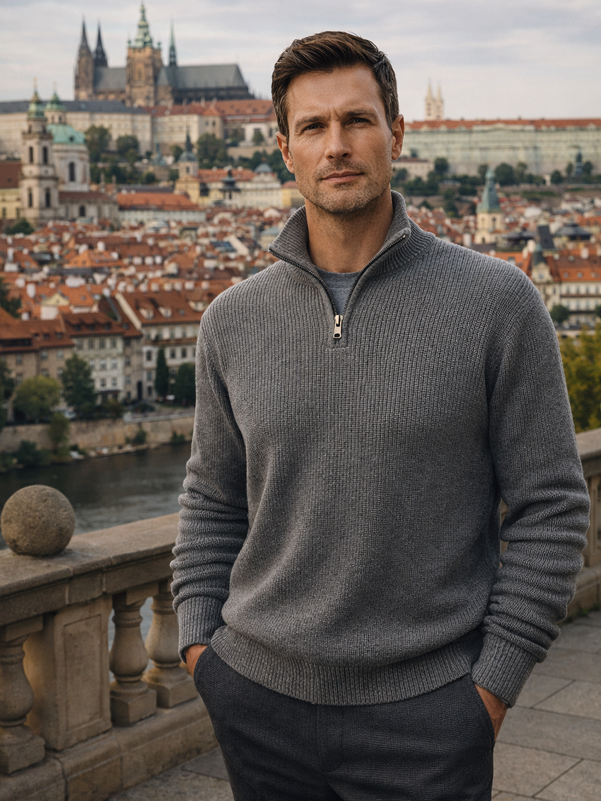 Strickpullover mit Reißverschluss Kragen